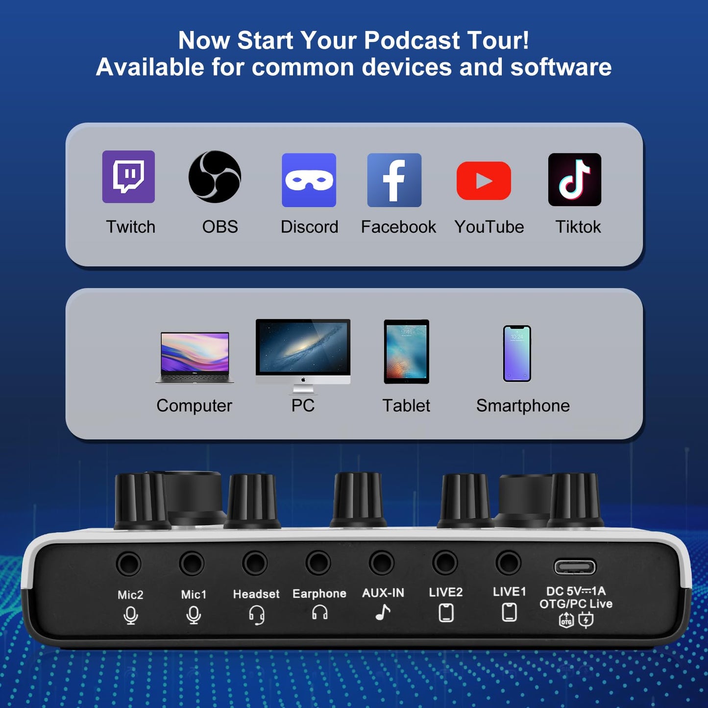 F993 All-in-One Podcast Equipment Bundle?BM-800 Recording Studio Package with Voice Changer, Live Sound Card - Audio Interface for Vlog/Live