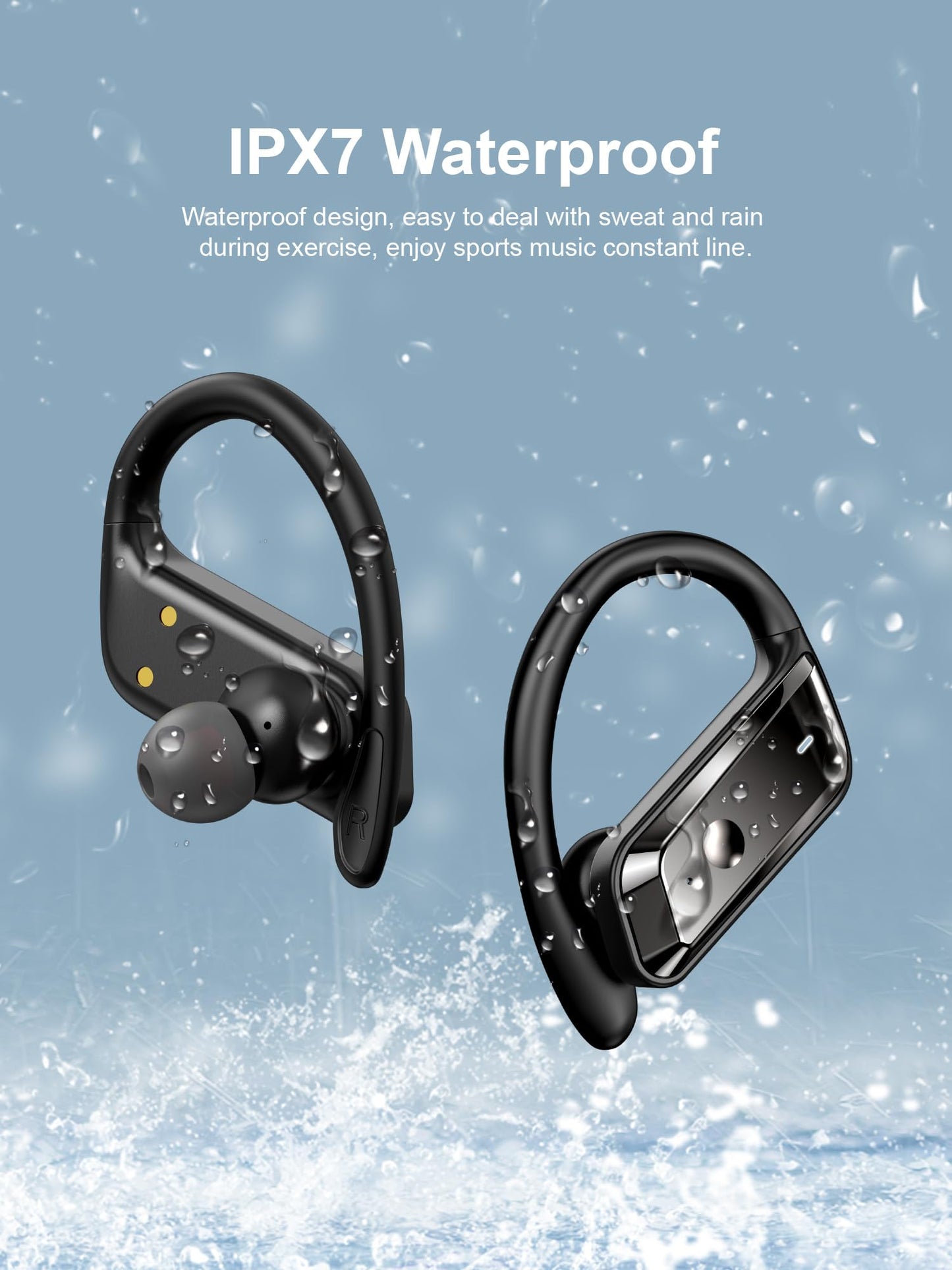 Hulaed Wireless Earbuds Bluetooth 5.4 Headphones 53H Playtime Sport Earphones with LED Display,Over-Ear Buds Built in Mic in Ear Waterproof Headset…