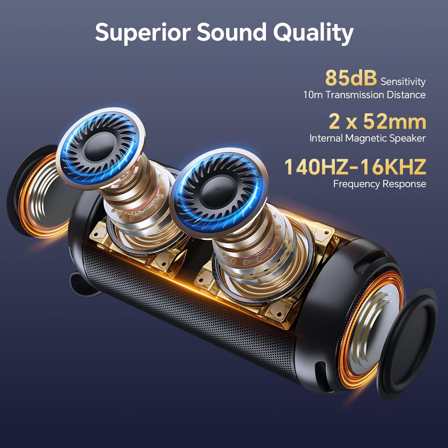 FULMINARE Bluetooth Speaker Wireless TWS Pairing 26W HD Loud Stereo Portable Bluetooth Speakers 6.0 with 16H Playtime, RGB LED Light, IPX5 Waterproof