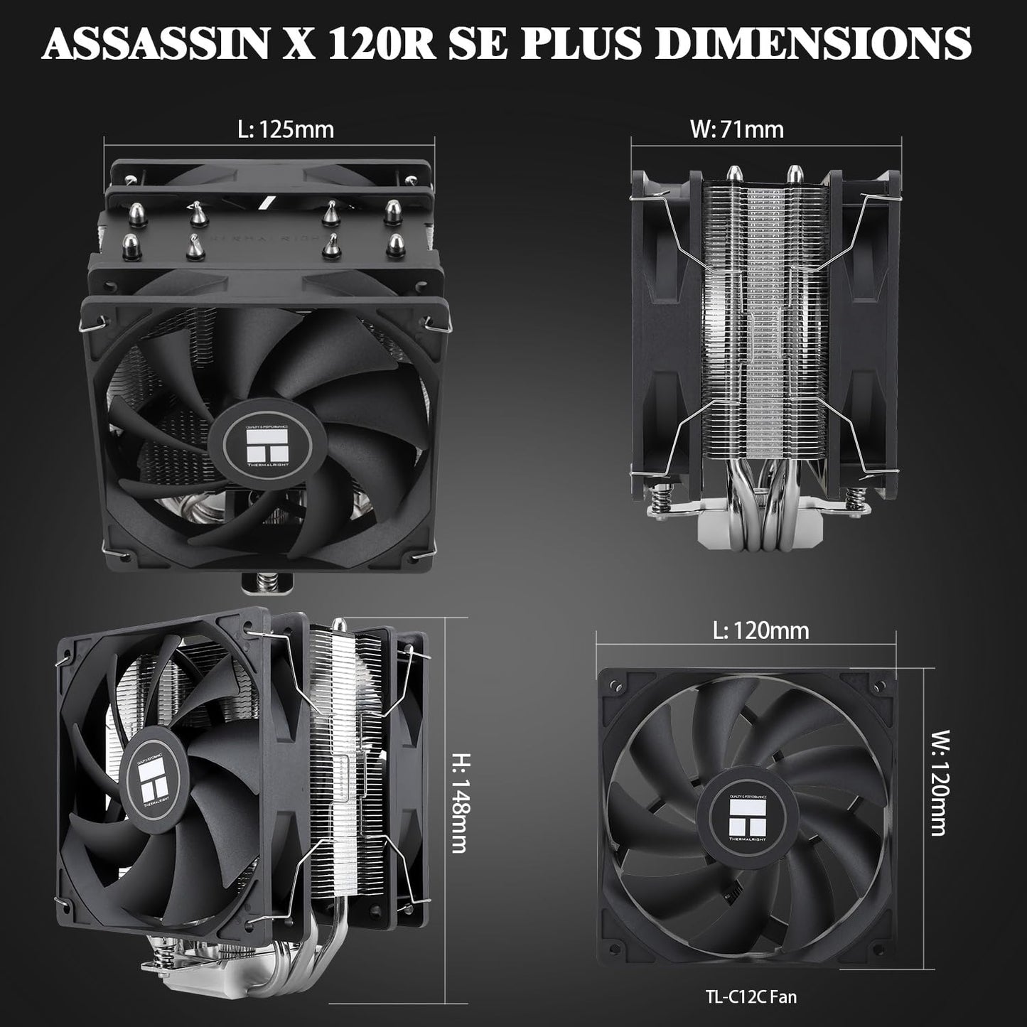 Thermalright Assassin X 120R SE PLUS CPU Cooler, 4×6mm Heat Pipes,120mm PWM Quiet Fans CPU Air Cooler with S-FDB Bearing, AGHP Technology,for AMD AM4