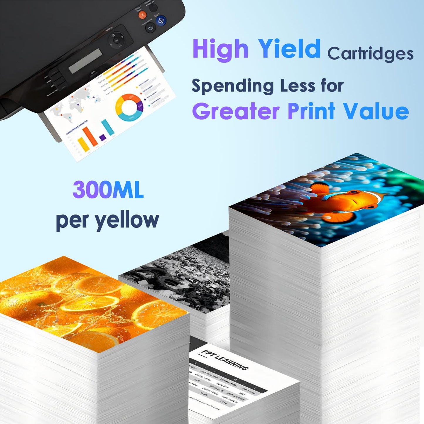 ET UCOLOR 730 Yellow Compatible Replacement for 730 Ink Cartridges 300ml Yellow P2V70A for DesignJet T1600 T1700 T2600 Printer Ink 1-Pack