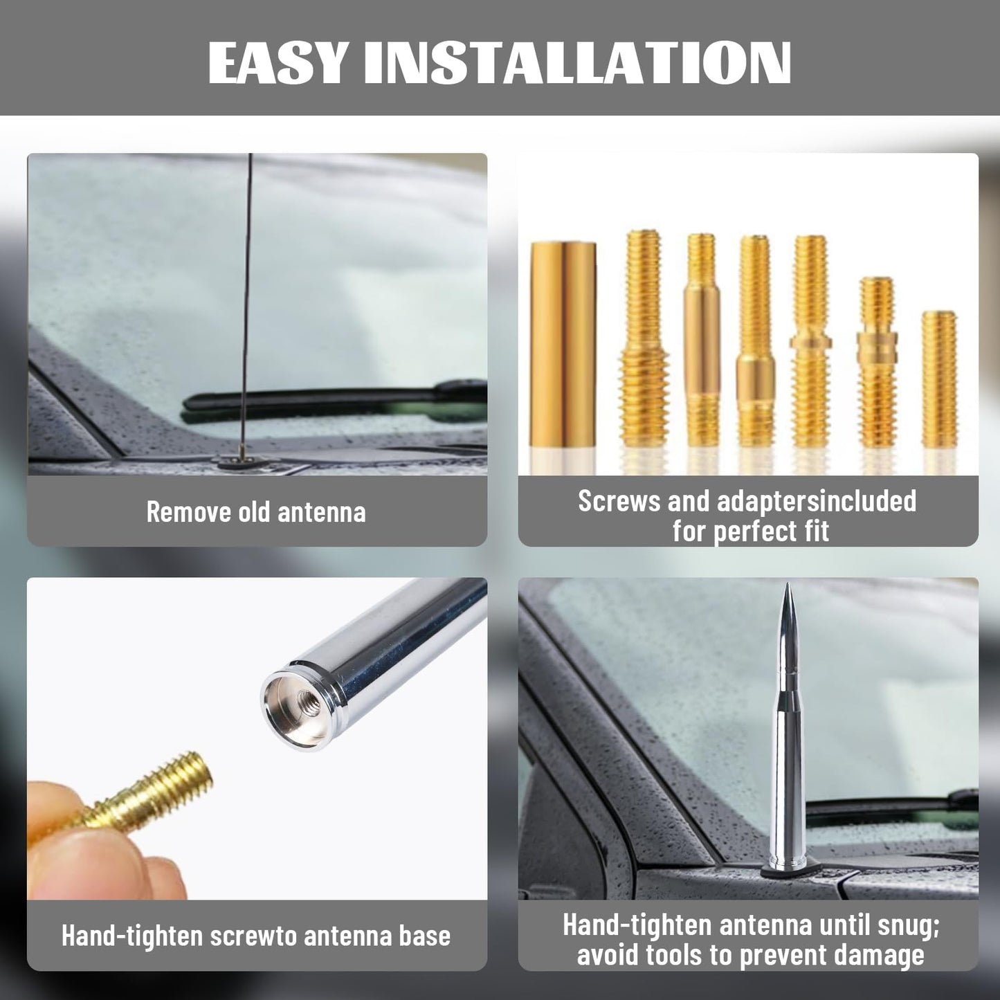Famobay Chrome Stubby Bullet Antenna Car Truck Antenna Chevy Silverado & GMC Sierra Trucks Heavy Duty Pickup Trucks Accessories?7.8inch Chrome?