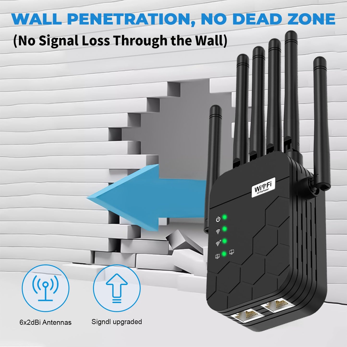 2026 WiFi Extender Signal Booster, Dual Band 5.8GHz&2.4GHz, 6X Faster, WiFi Booster Covers Up to 13880 Sq.ft, 1200M WiFi Repeater with Ethernet Port