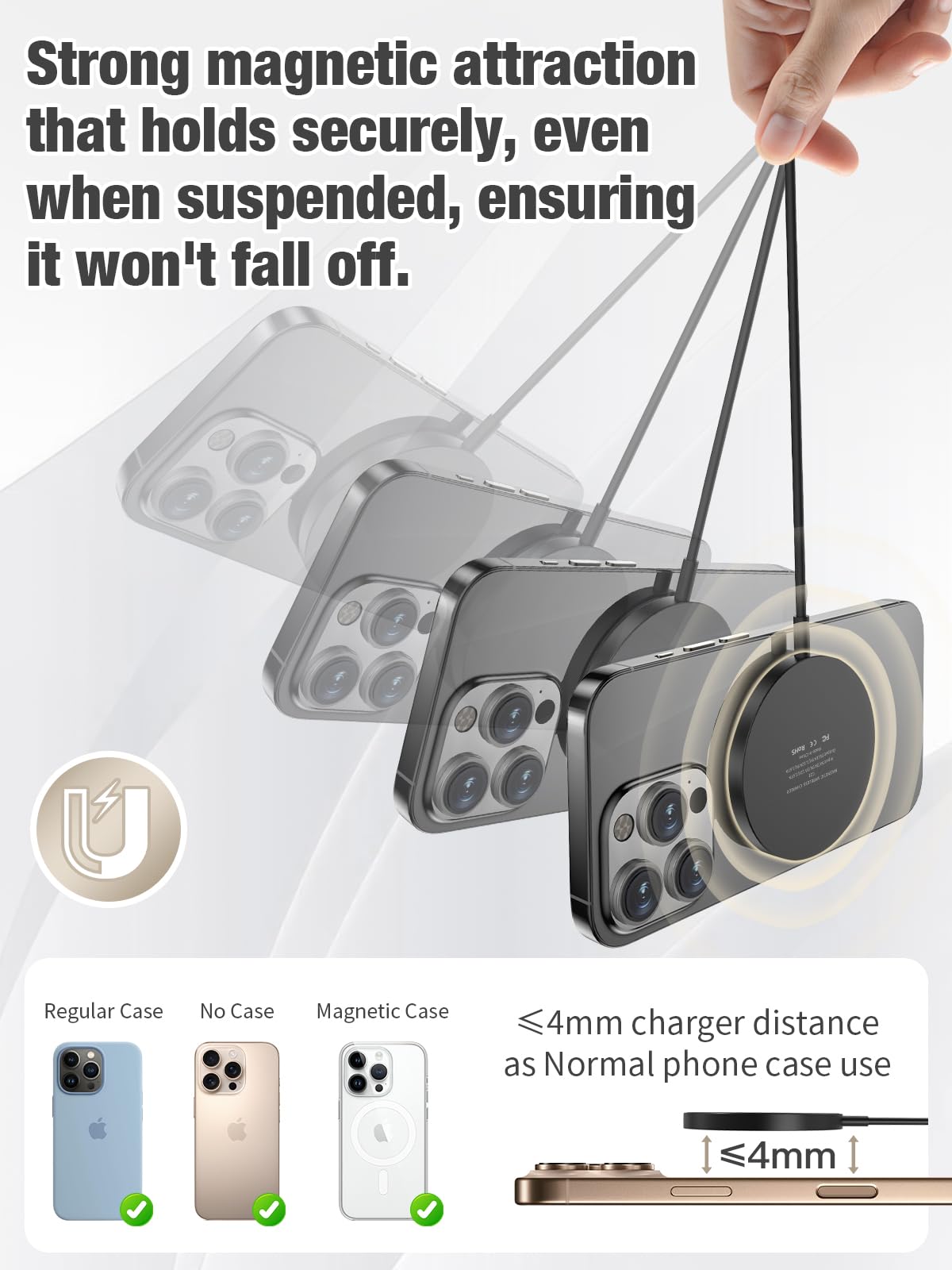 3 in 1 Magnetic Wireless Charging Station, 15W Fast Charger Compatible with iPhone 17/16/15/14/13/12 Series, Apple Watch 9-2/SE, AirPods Pro 3/2/1