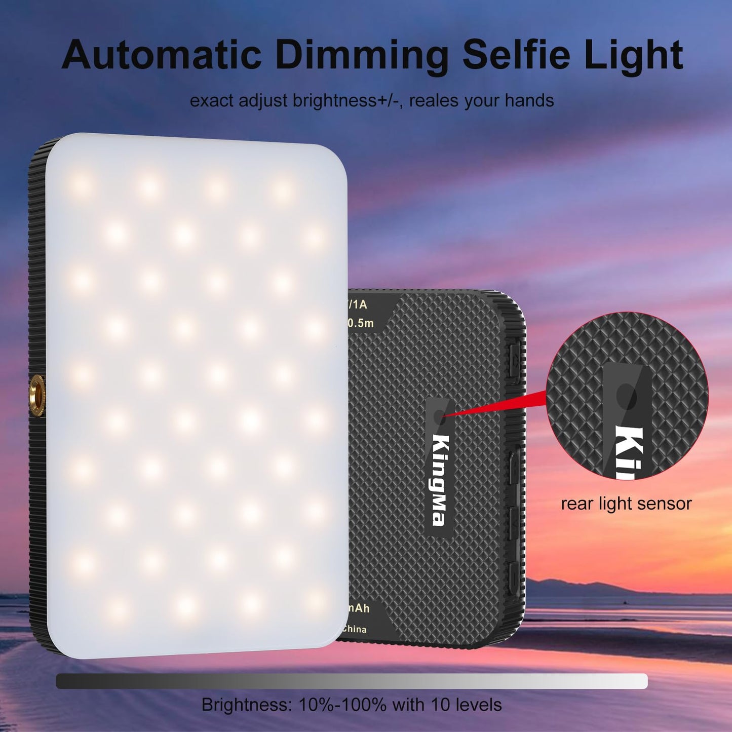 King Ma Portable Selfie Phone Light, 3 Modes LED Clip on Light Rechargeable Video Light for Phone Pictures, TikTok Vlog, Computer Laptop Video