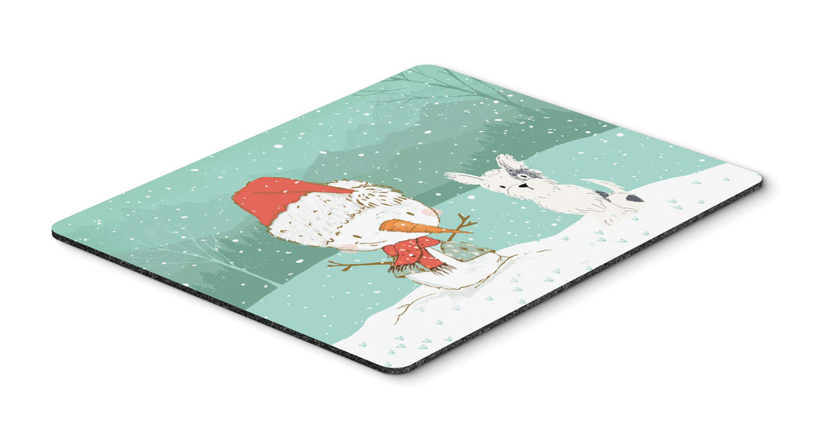Caroline's Treasures CK2095MP Black and White Terrier Snowman Christmas Mouse Pad, Hot Pad or Trivet for Home Office Gaming Working Computers Laptop