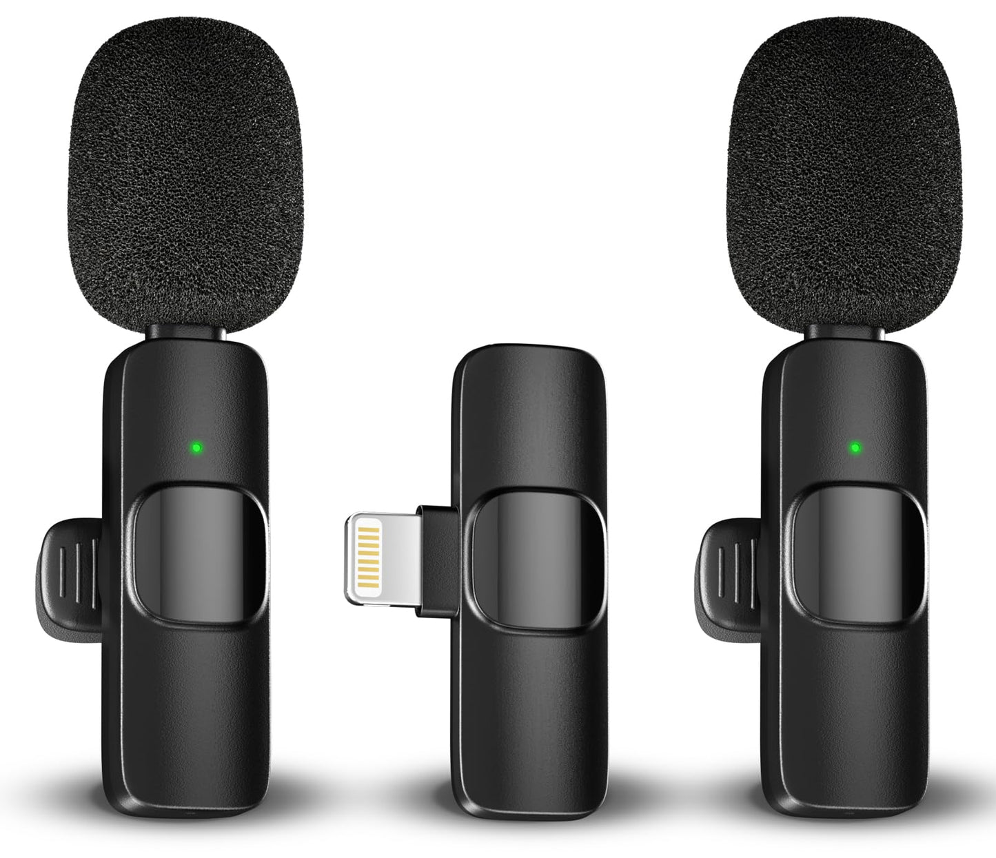 Caymuller Professional Wireless Lavalier Lapel Microphone for iPhone iPad, Mini Lapel Mics Plug-Play 2.4G Ultra-Low Delay Noise Reduction Chip for