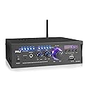 Pyle Home Power Amplifier with Bluetooth Wireless - 2 x 120 Watt Stereo Receiver w/ Blue LED Level Meter, FM Radio, USB-A Input w/ MP3 Player, SD Card