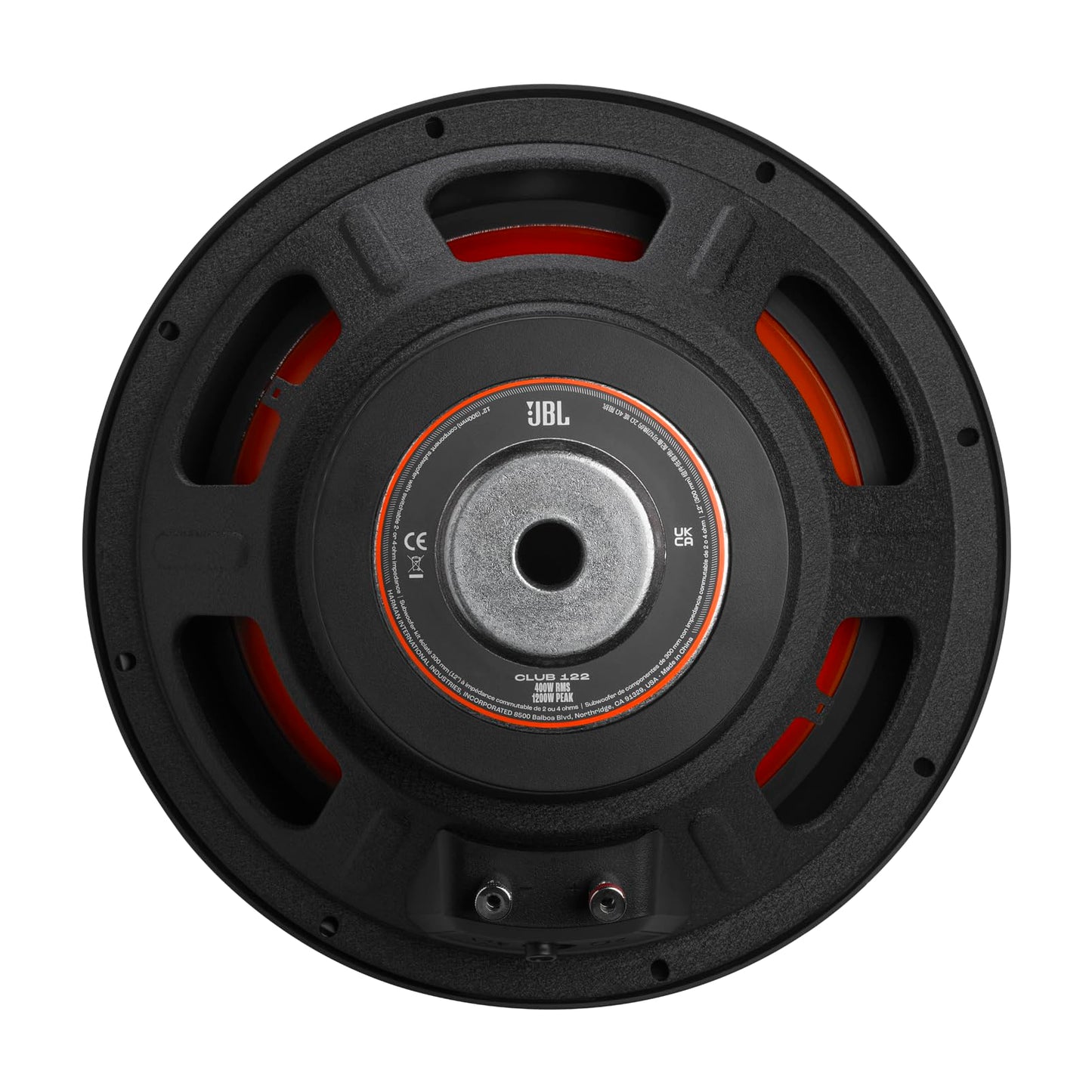 JBL Club 122-12” Subwoofer, 400Wrms, 1200W Peak, Sensitivity (@ 2.83V): 89dB, Frequency Response: 25Hz - 500Hz, Nominal Impedance: 4ohm