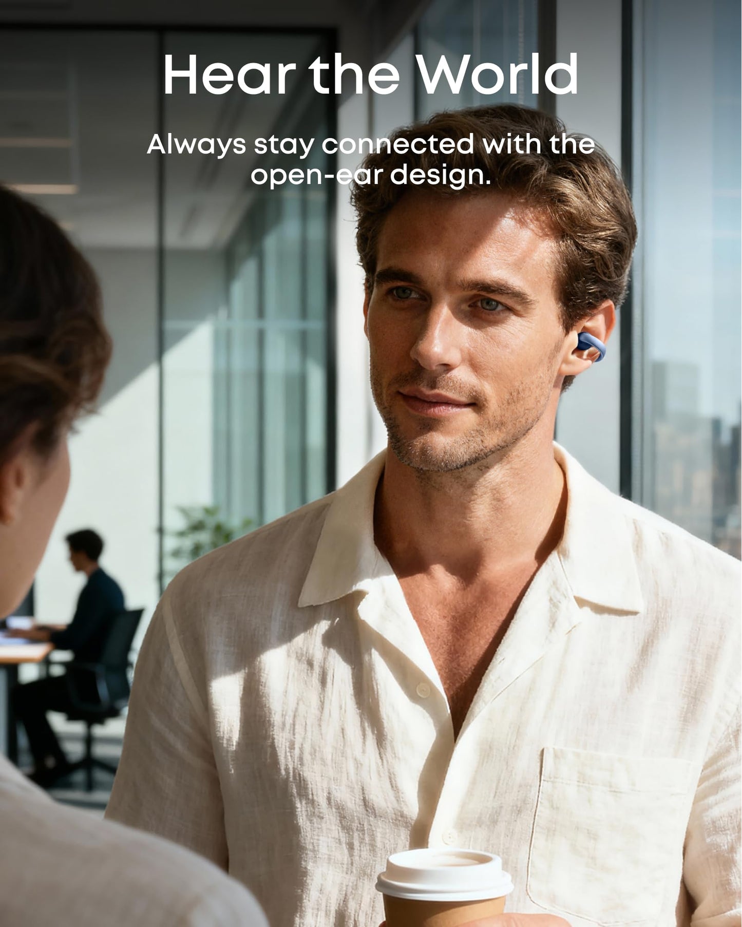 Soundcore AeroClip by Anker Open Ear Earbuds, Clip On Earbuds, Open Ring