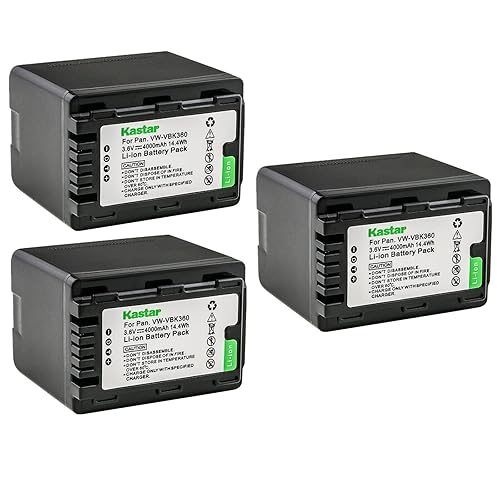 Kastar 3-Pack Battery VW-VBK360 Replacement for Panasonic HDC-TM35, HDC-TM40, HDC-TM40GK, HDC-TM40K, HDC-TM40P, HDC-TM40PC, HDC-TM41, HDC-TM41H