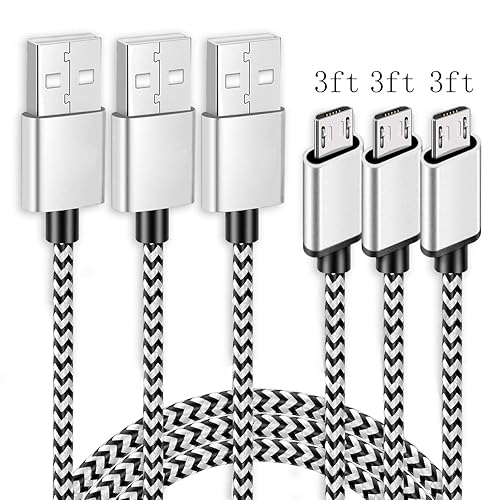 Kindle Fast Charging Cord, 3Pack 3ft Micro USB Android Charger Cable Quick Charge for Amazon Fire HD 6 7 8 10(1st-8th Gen) HDX 8.9" 9.7" Tablets