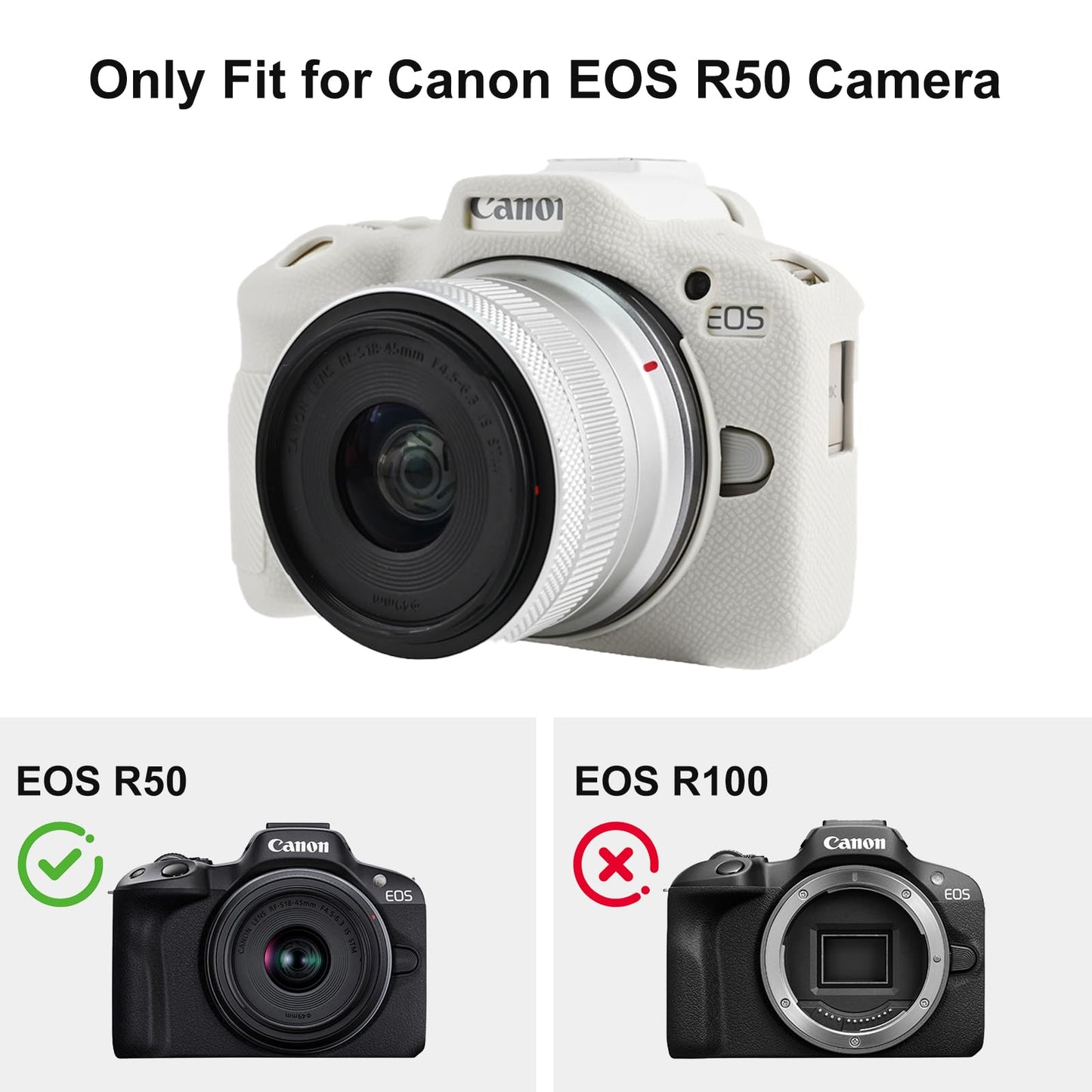 EONORY EOSR50 EOS R50 Camera Case Accessories Kit, Lightweight Silicone Protective Case with Strap Wrist, Anti-Scratch Slim Fit Soft Cover for Canon