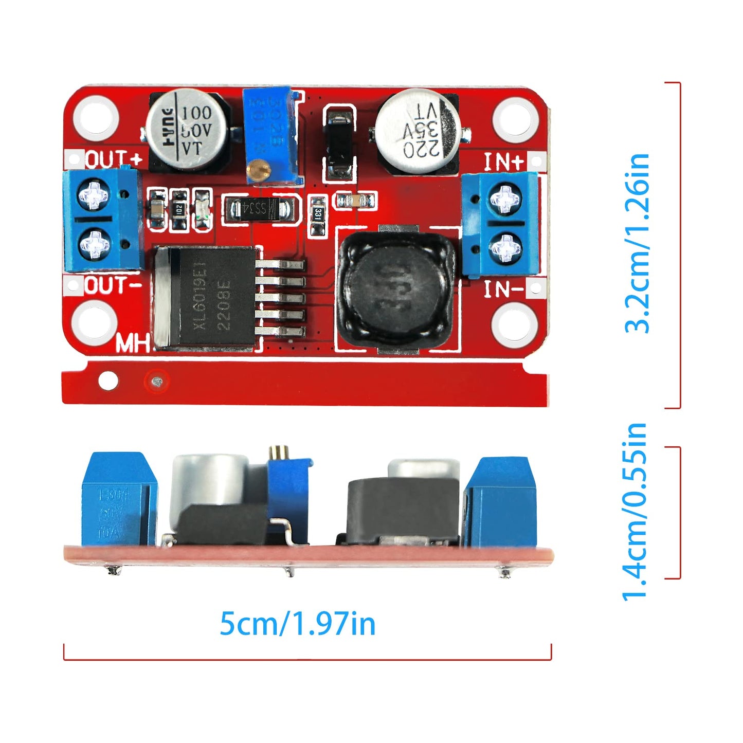 XL6019 5A High Power Current DC to DC Step-up 5V 6V 12V 24V 3-35V to 5-40V XL6019 Converter Adjustable Voltage Regulator Power Modules Boost Module…