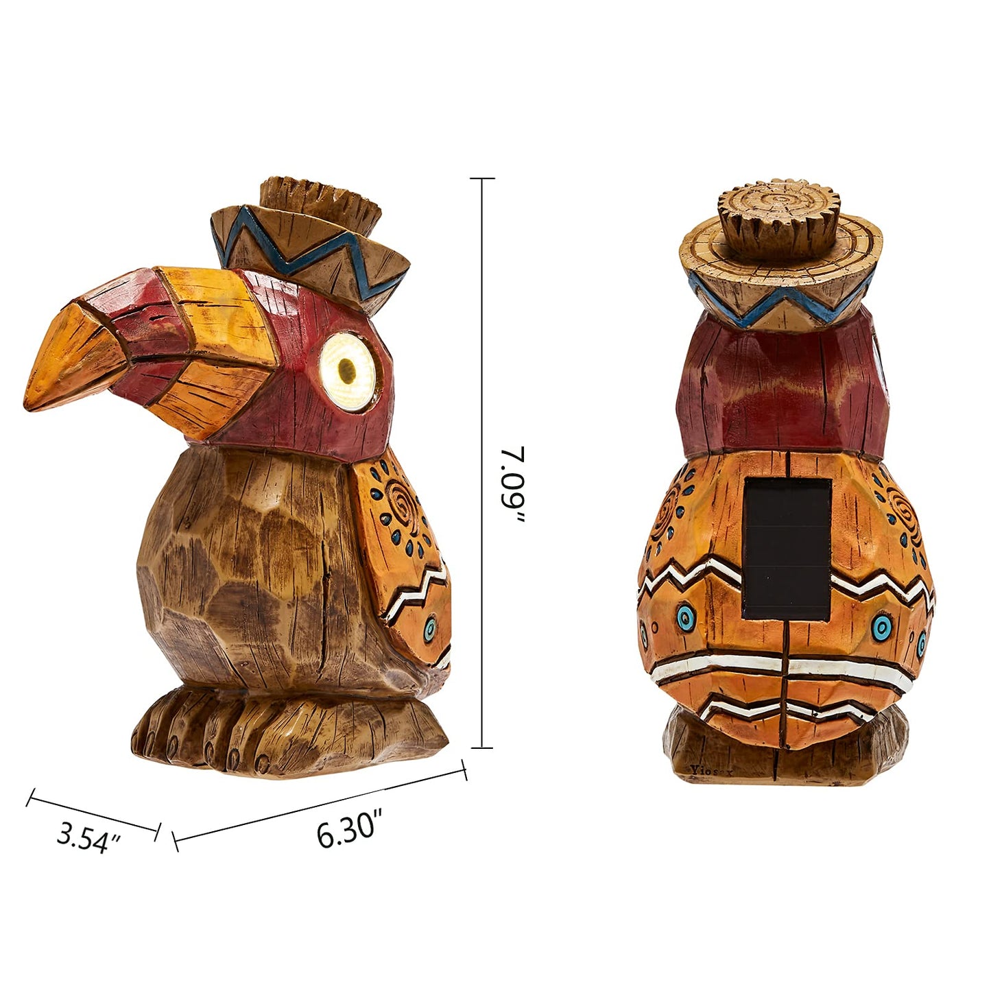 Yiosax Solar Tiki Statue-WoodWoodpecker Bird-Garden Hawaiian - Solar Outdoor Light Garden Sculptures & Statues Totem Pole Bar Outdoor Patio Pool Yard