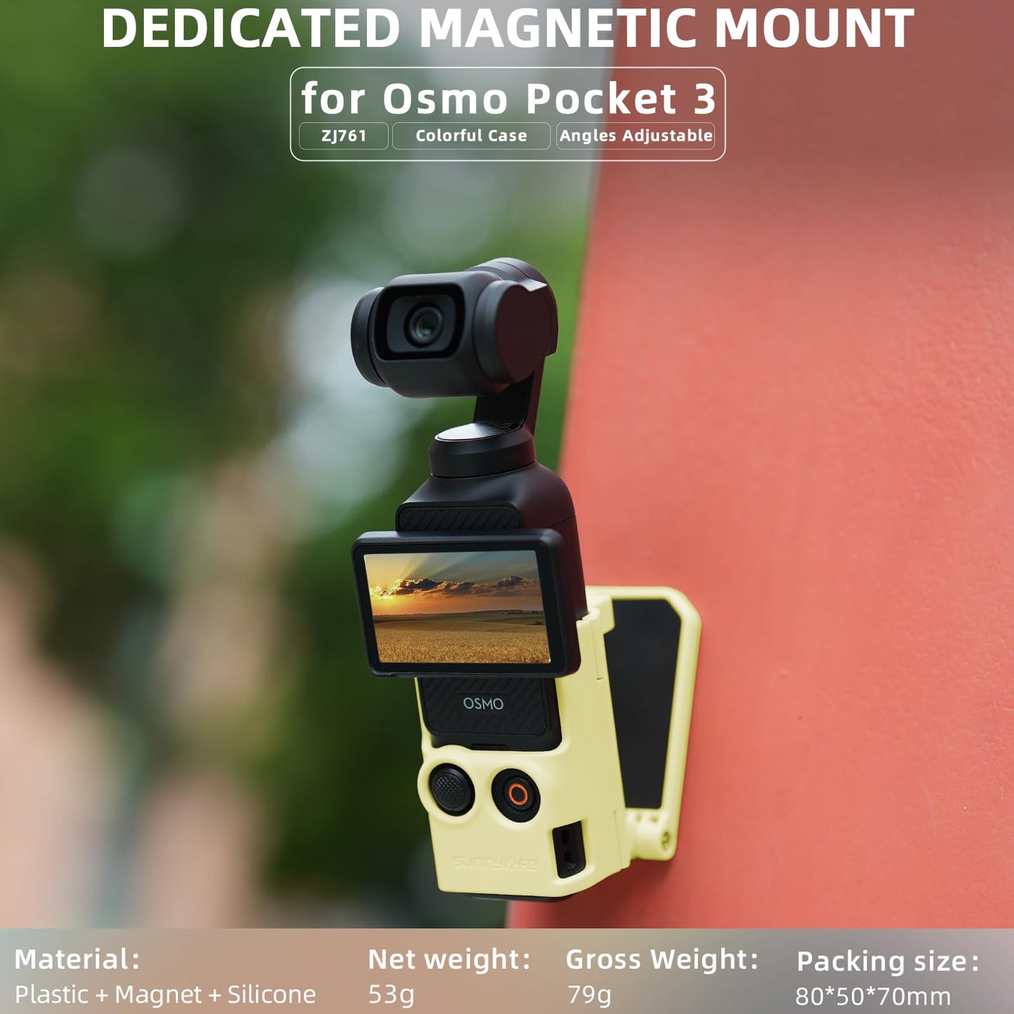 Honlyn Magnetic Mount for DJI Osmo Pocket 3 Adjustable Foldable Multifunctional Desktop Base Bracket Portable Durable Stand Holder (Blue)