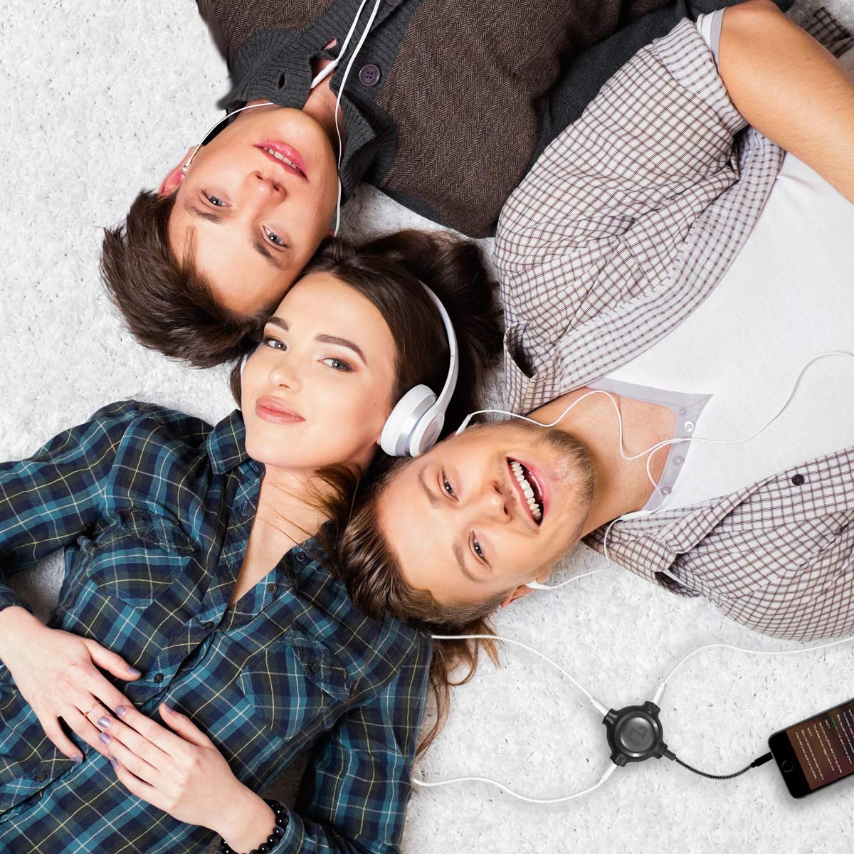 LP Headphone Splitter, Nylon-Braided 3.5mm Audio Stereo Splitter, Male to 3 Female Ports for MacBook, Mac, iPad, iPhone(?6), iPod, Tablet, Laptop, PC