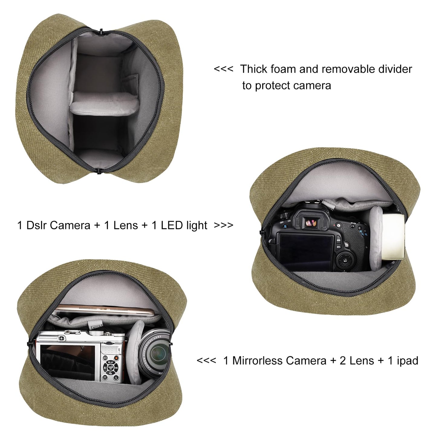 TULLIO Camera Bag Small, Crossbody Camera Bag Purse Waterproof Canvas Shoulder Photo Case Photography Sling Bag for Mirrorless or DSLR SLR