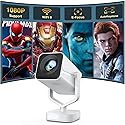 Mini Portable Projector with WiFi 6 and Bluetooth 5.2, 1080P 4K Support, 200 ANSI Lumens, Electric Focus &Auto Keystone 270° Rotatable Movie Wireless