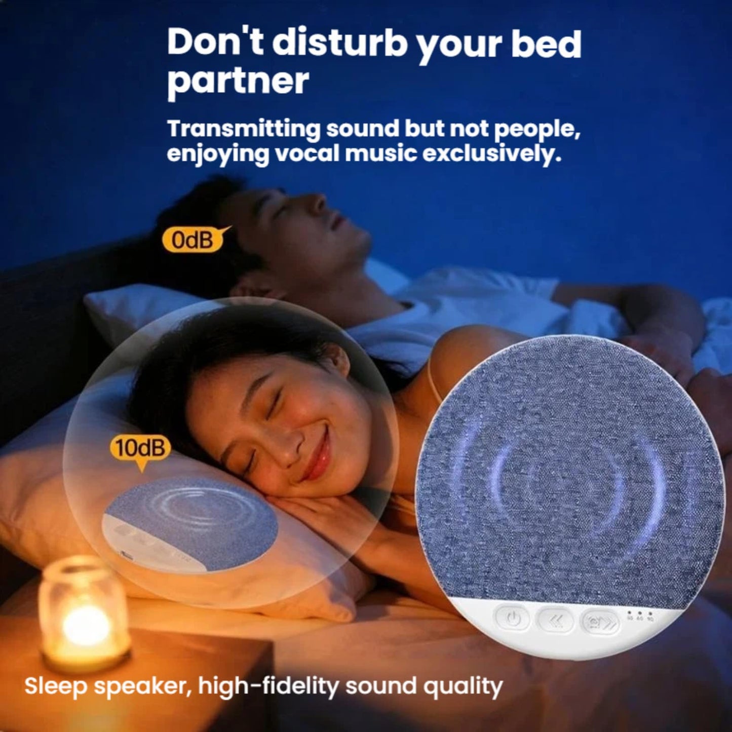BXUJFFABS Bluetooth Pillow Speaker, Mini Portable Under-Pillow Sleep Sound Machine with Stereo Bass & White Noise Timer, 10-Hour Battery Life