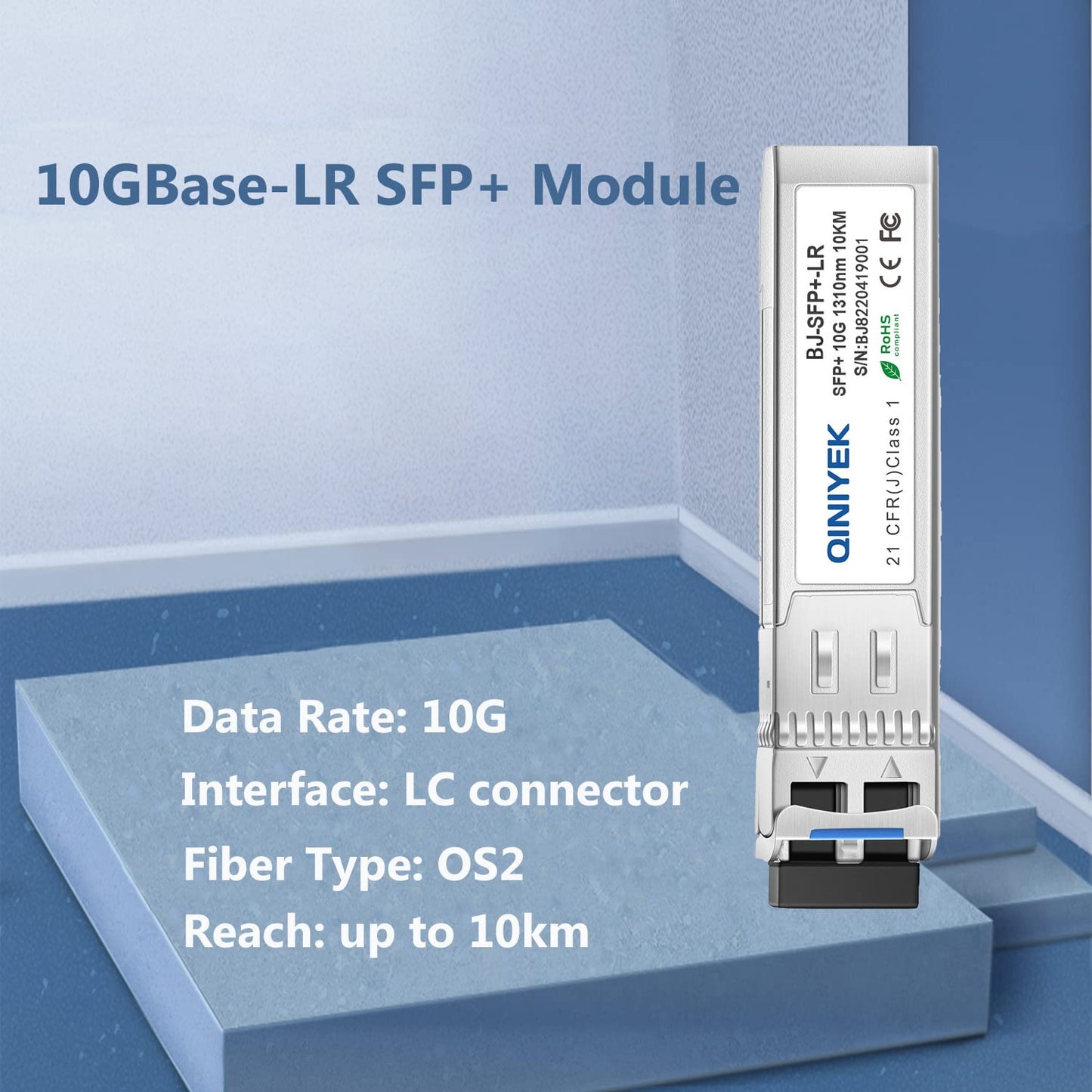 QINIYEK 2Pack 10GBase-LR SFP+ Transceiver, 10G Singlemode SFP+ Duplex LC Module,Compatible for Cisco SFP-10G-LR, Ubiquiti UF-SM-10G,Meraki, Mikrotik