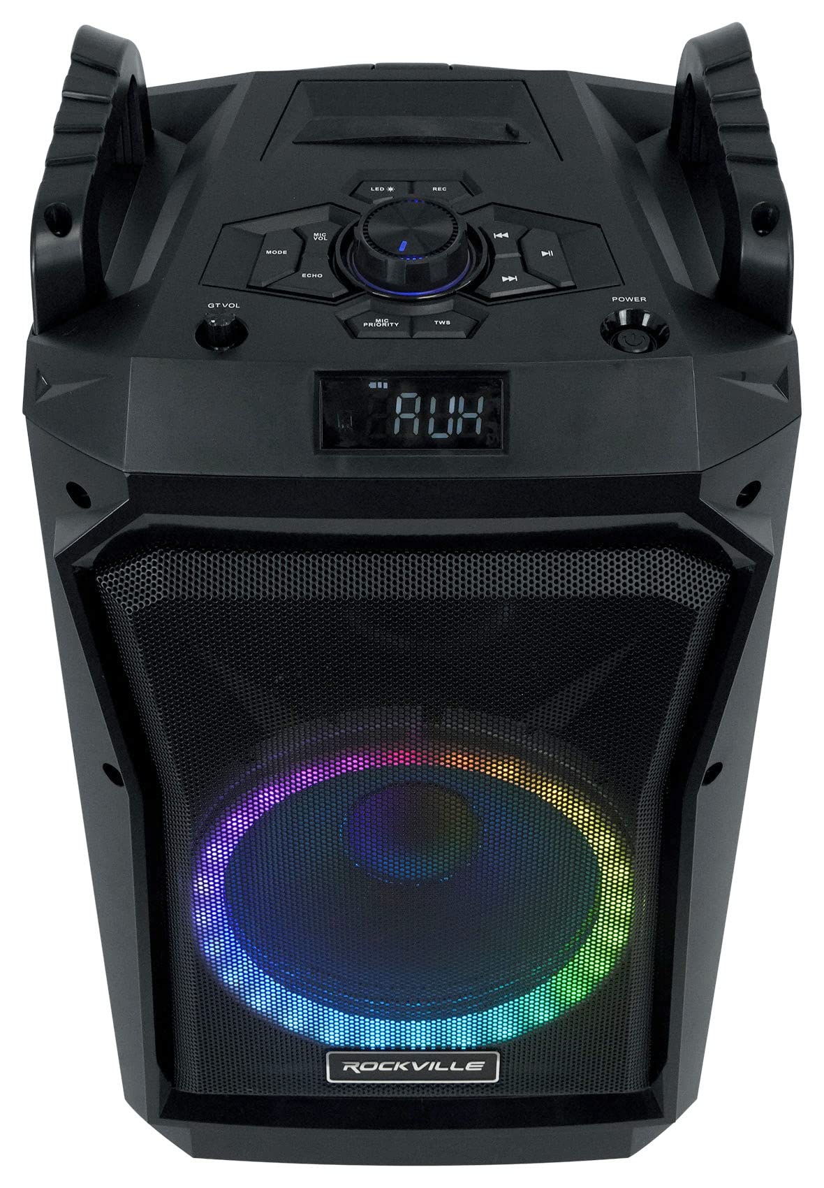 Rockville ROCKNGO 800 10" Portable Bluetooth Speaker, LED Lights, Wheels, Mic Priority, for Parties and Outdoor Events