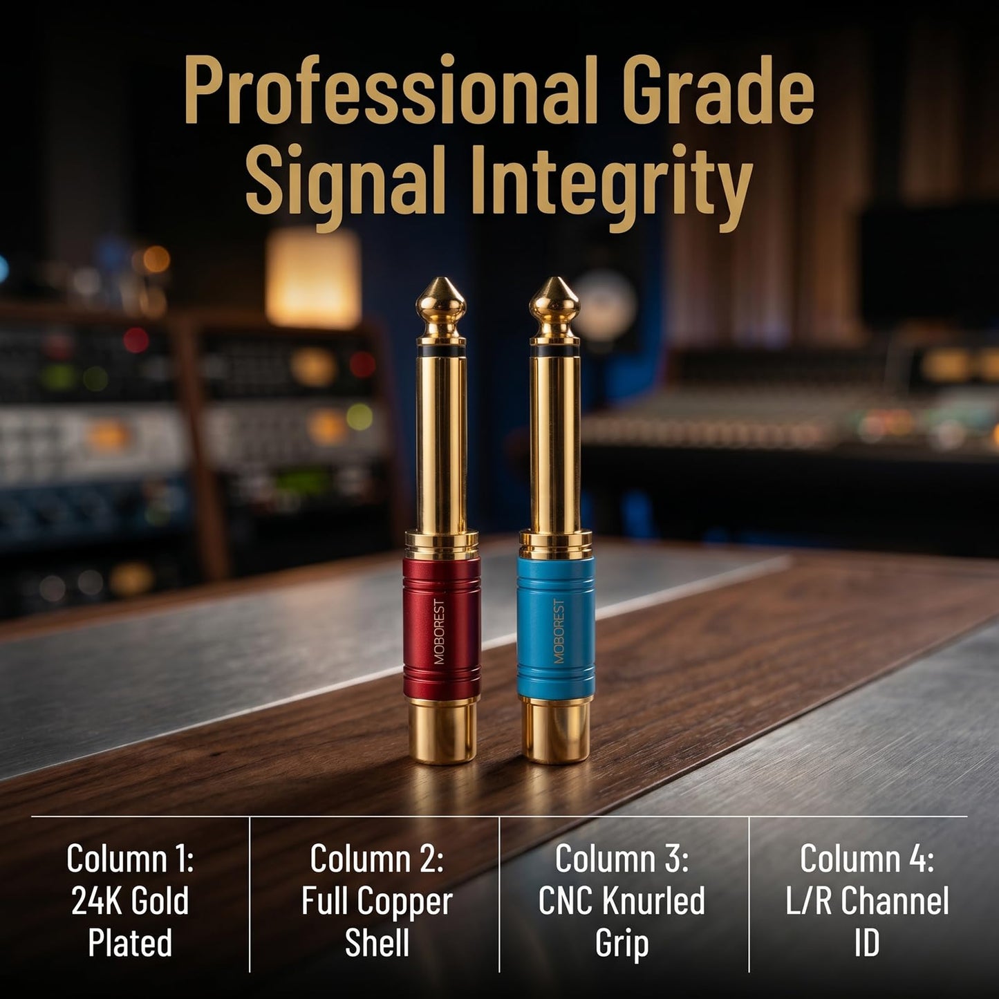 MOBOREST Premium RCA to 1/4 Adapter, 24K Gold-Plated 1/4 Inch to F Audio Connector, Pure Copper 6.35mm TS Mono to Female Coupler for Amplifier