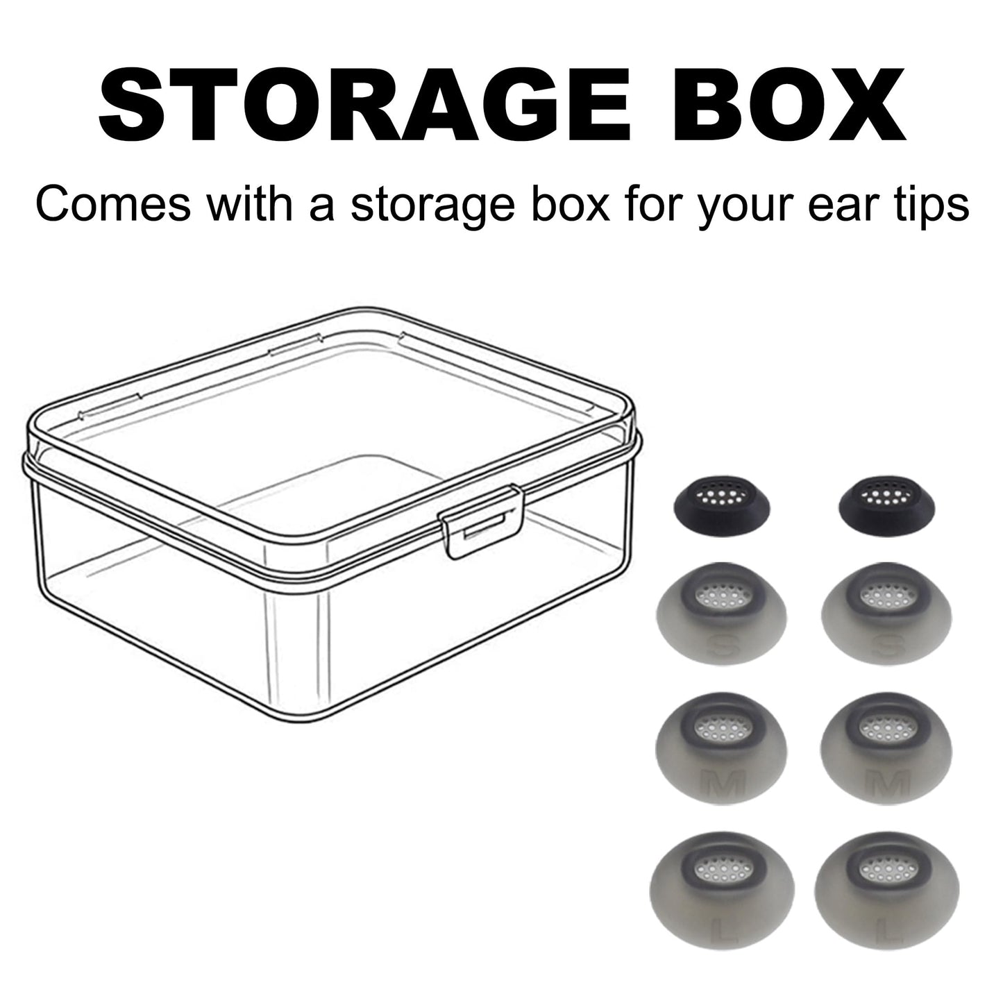 XMTYAN Replacement Ear Tips Compatible with JBL Tune Flex 2, Soft Silicone Eartips with Portable Storage Box (4, Black, XS/S/M/L)