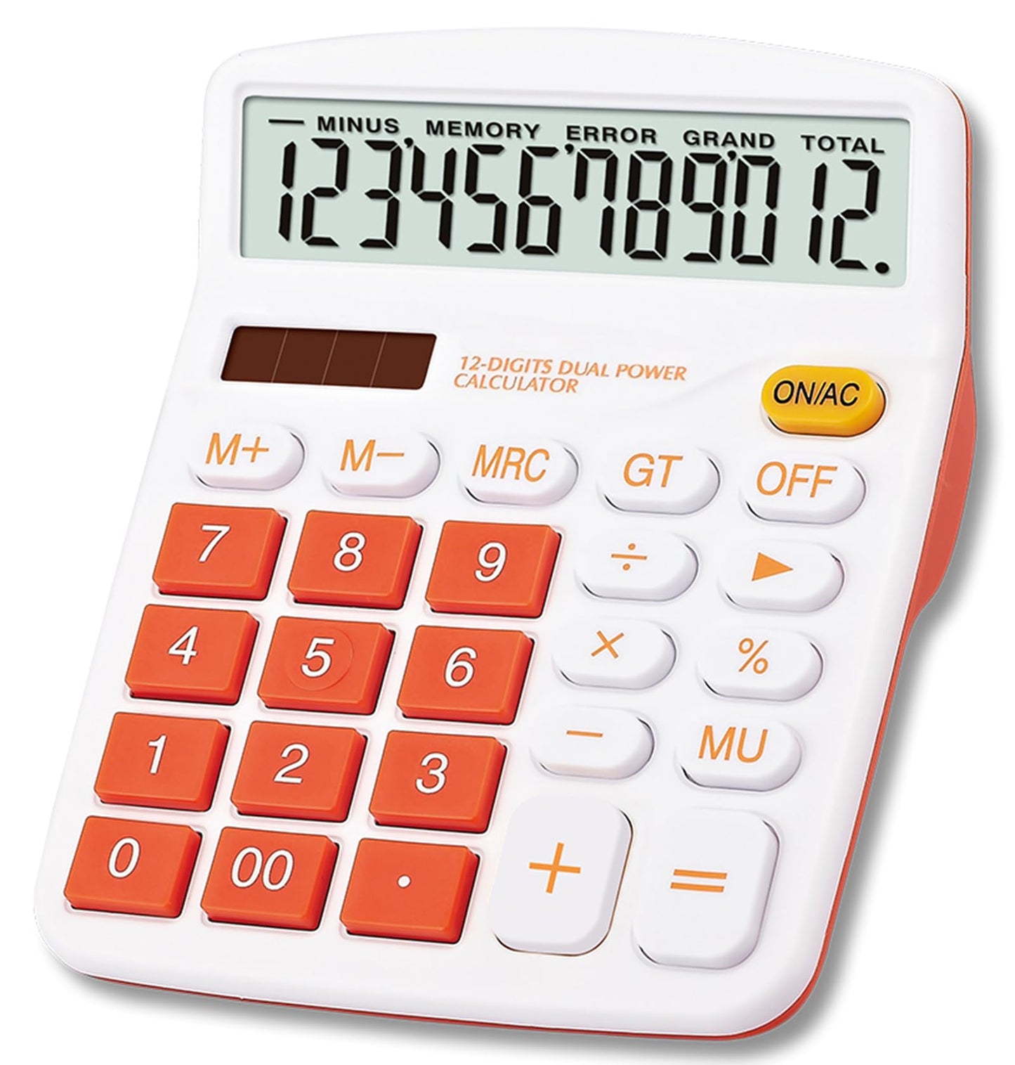 Meichoon Large Calculator Orange Office Solar Dual Power Financial Dedicated 12 Digit Display Large Standard Function Desktop Business Calculator