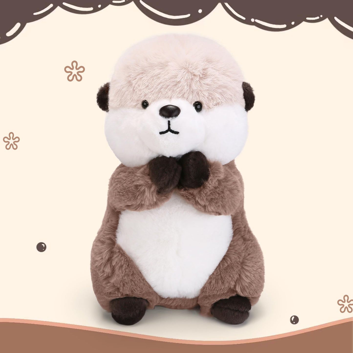 Riuhot Cute Otter Plush Soft Plushie Toy Stuffed Animal Birthday Gift for Kids Children Girls Boys 9.8 Inch Sea Otter Stuffed Animals