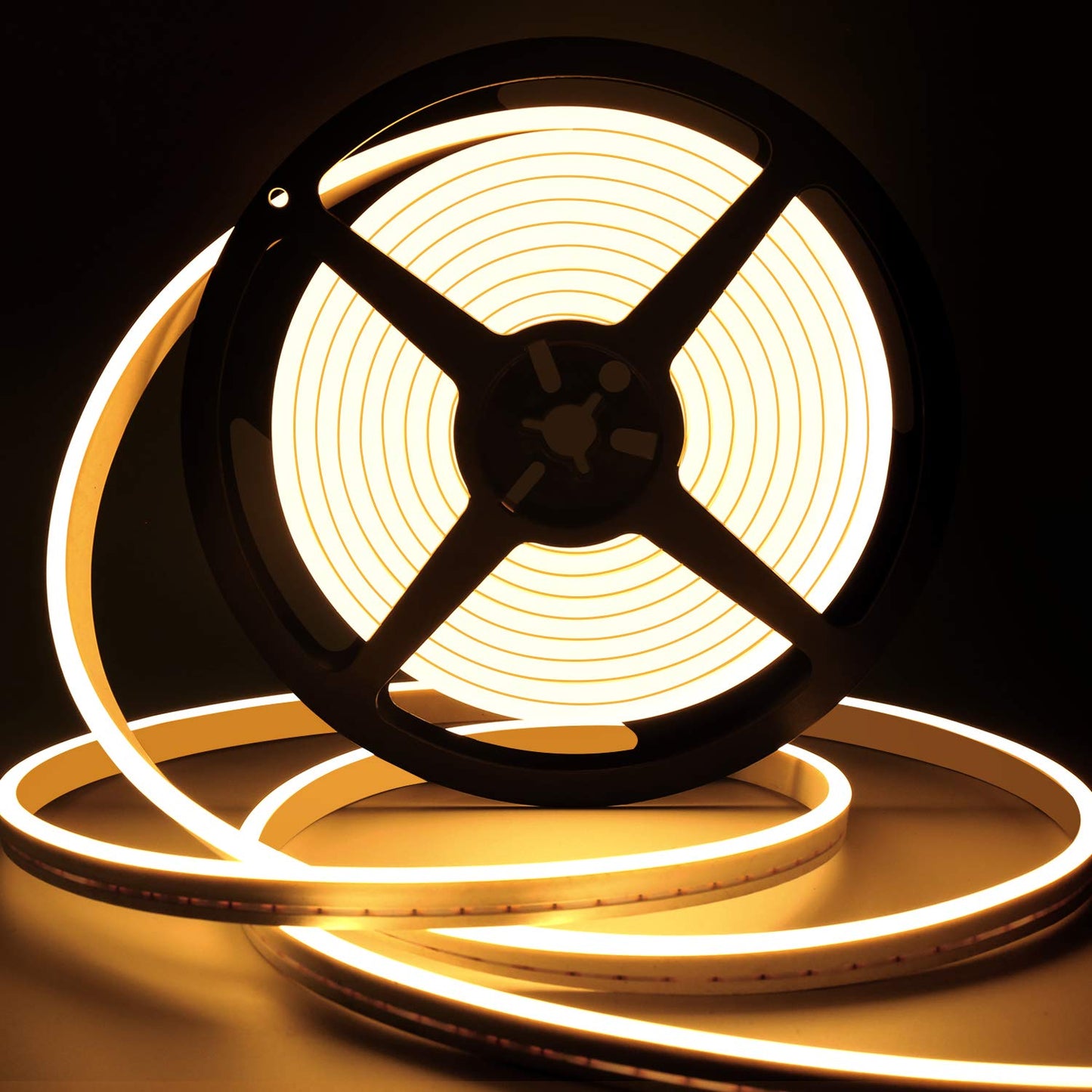 Lamomo LED Neon Lights, 12V Warm White Dimmable LED Strip Lights, 16.4ft/5m Waterproof LED Neon Rope Lights, Silicone 3000K Neon LED Strip for Bedroom