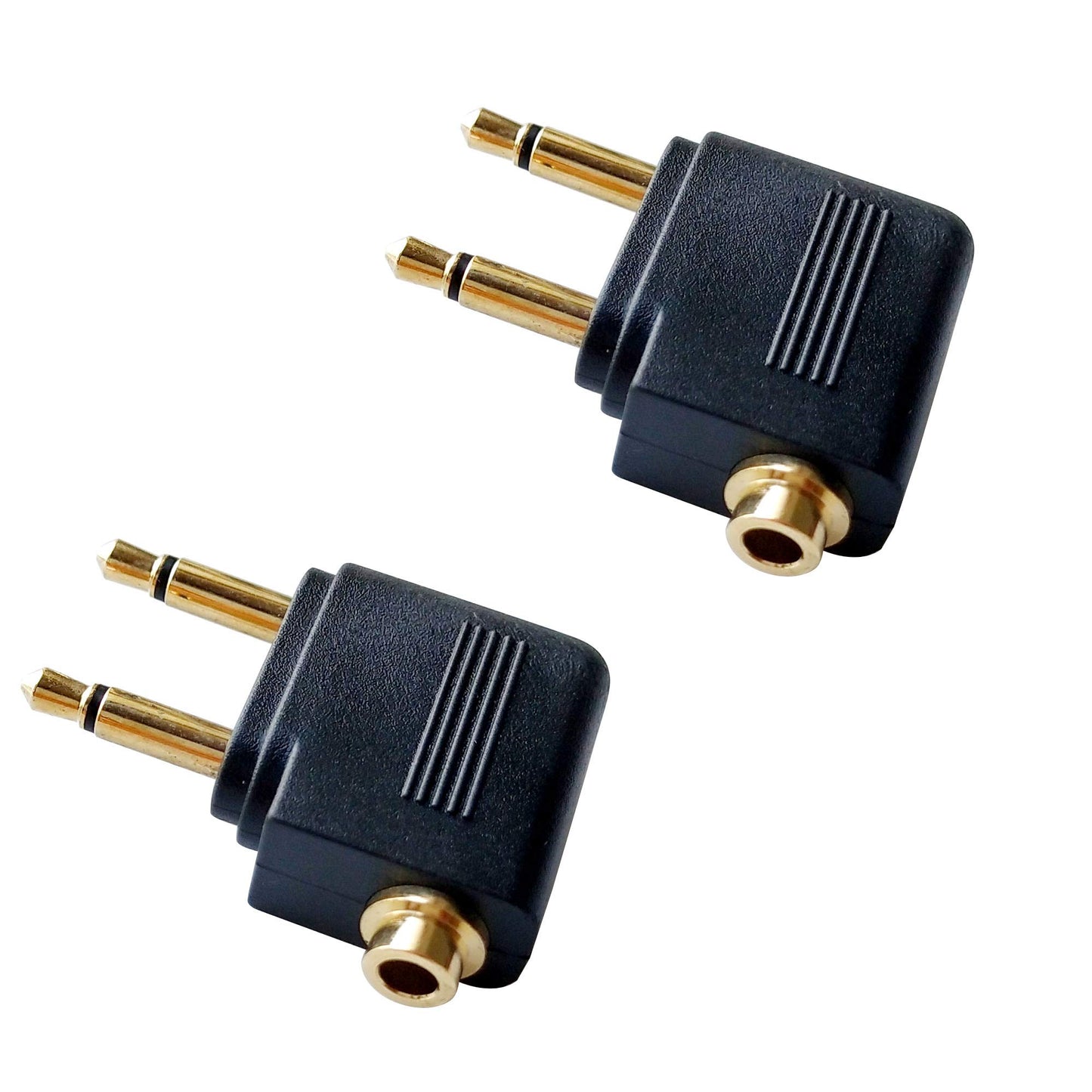 Posdou Dual 3.5mm Male to 3.5mm Female Airplane Headphone Adapter Gold Plated (2 Pack)