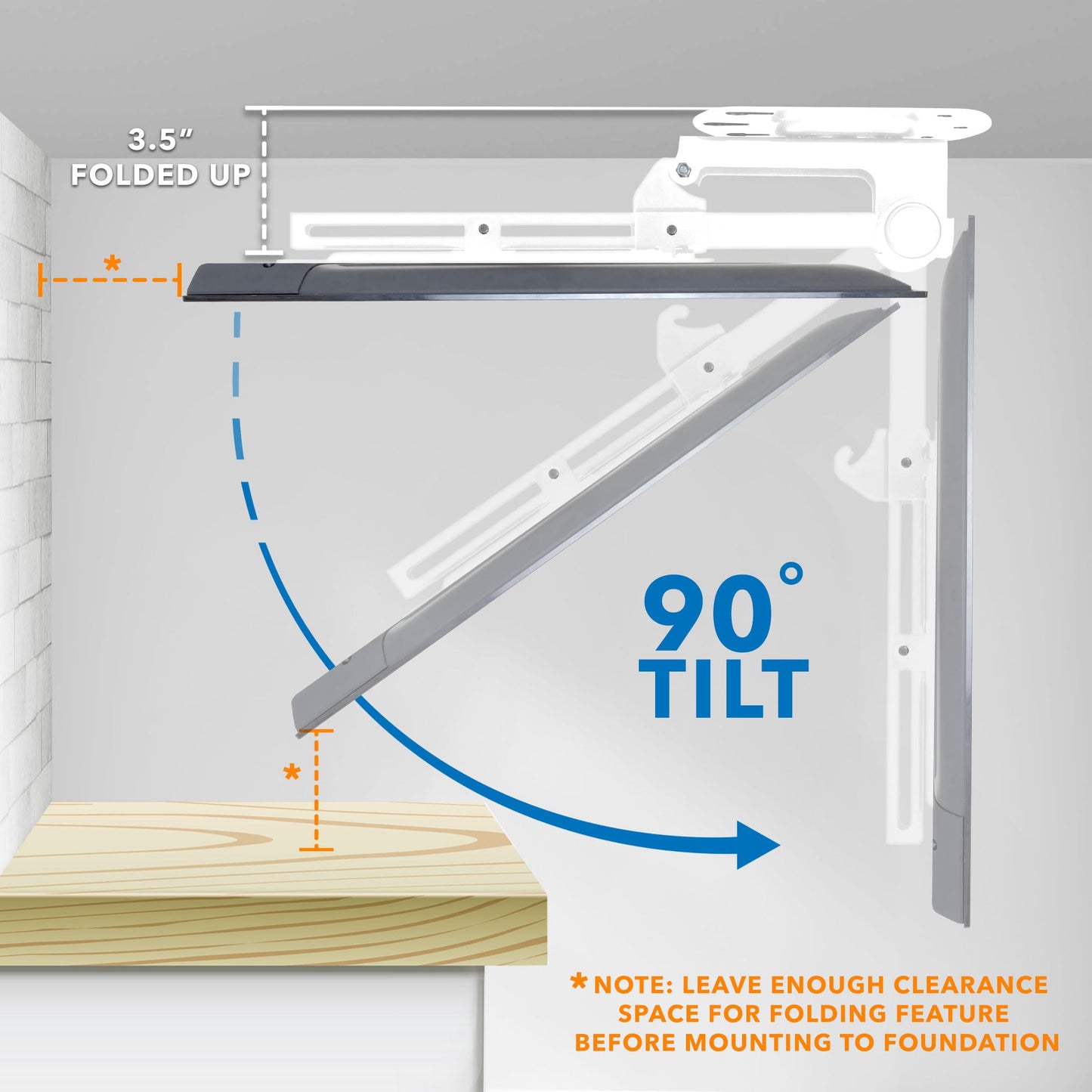 Mount-It! Fold-Up Ceiling TV Mount for 23-55 Inch TVs, Space-Saving Flip Down Bracket for Flat & Slanted Ceilings, Retractable Adjustable Tilt