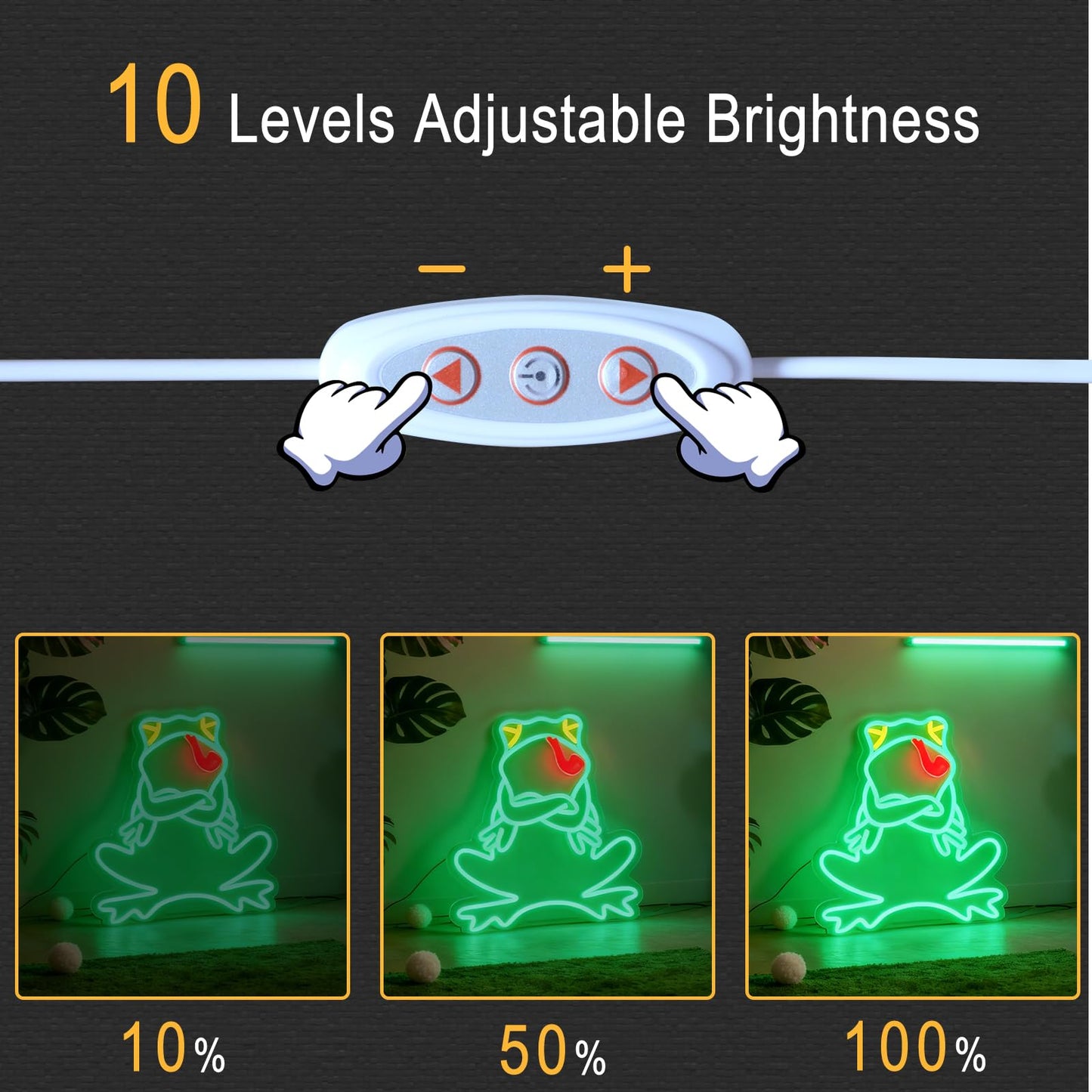 Frog LED Neon Sign, Cute Animals Shape Light Up Sign, USB Powered Dimmable Decorative Neon Light Home Bedroom Living Room Wall Table Decor Gift 14.2 x