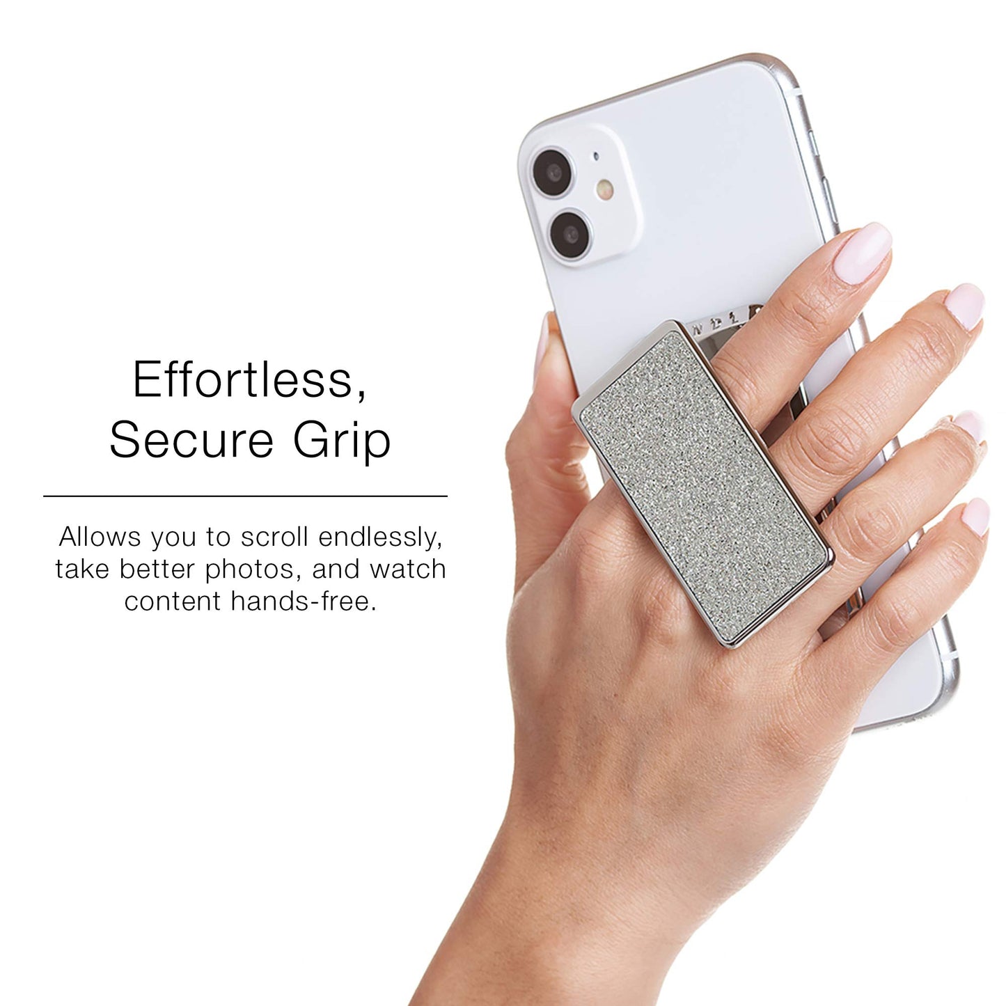 HANDL New York Silver Glitter HANDLstick Silver Glitter Grip and Stand for Smartphone