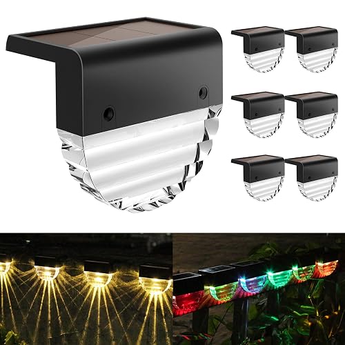 Melunar Solar Deck Lights, 6 Pack Waterproof LED Solar Step Light Outdoor, Fence Lights Solar Powered for Outside, Garden, Patio, Stairs,Yard,10