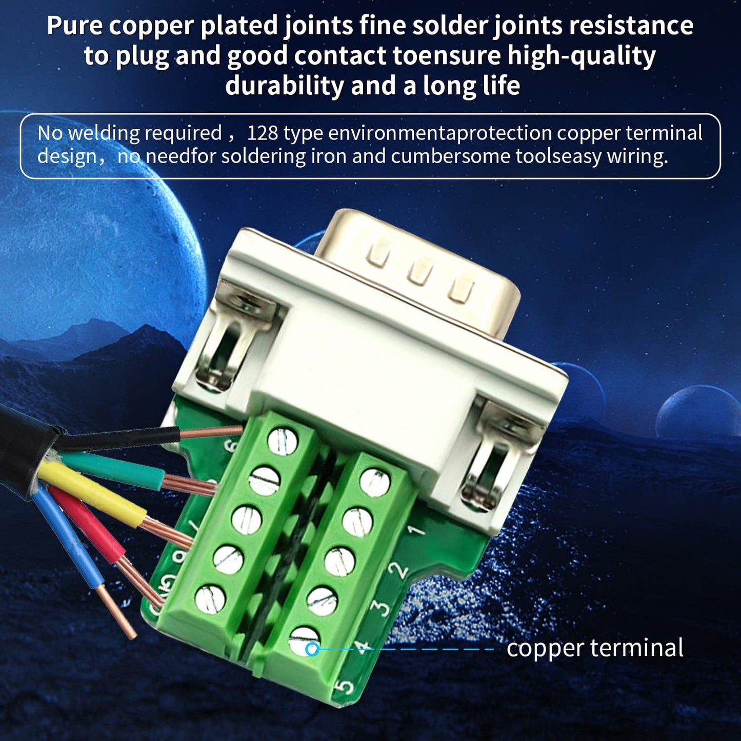 CenryKay DB9 Solderless Connector?2PCS DB9 Female Breakout Connector 9-pin Port Terminal Female Connector Breakout with Nut