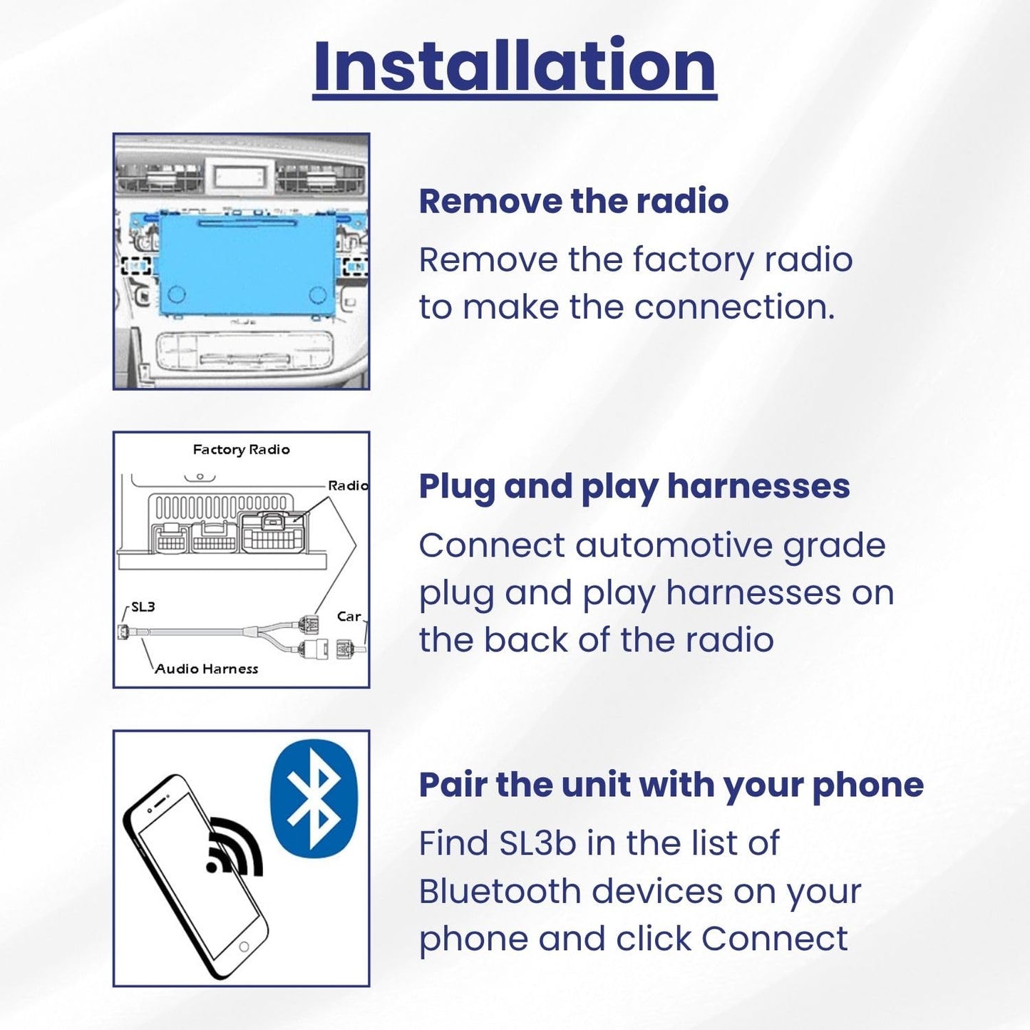 VAIS Technology SL3b-T Bluetooth Audio Adapter - Wireless Music Streaming Add-On Compatible with Most Toyota 2004-2012 Vehicles - Retains Steering