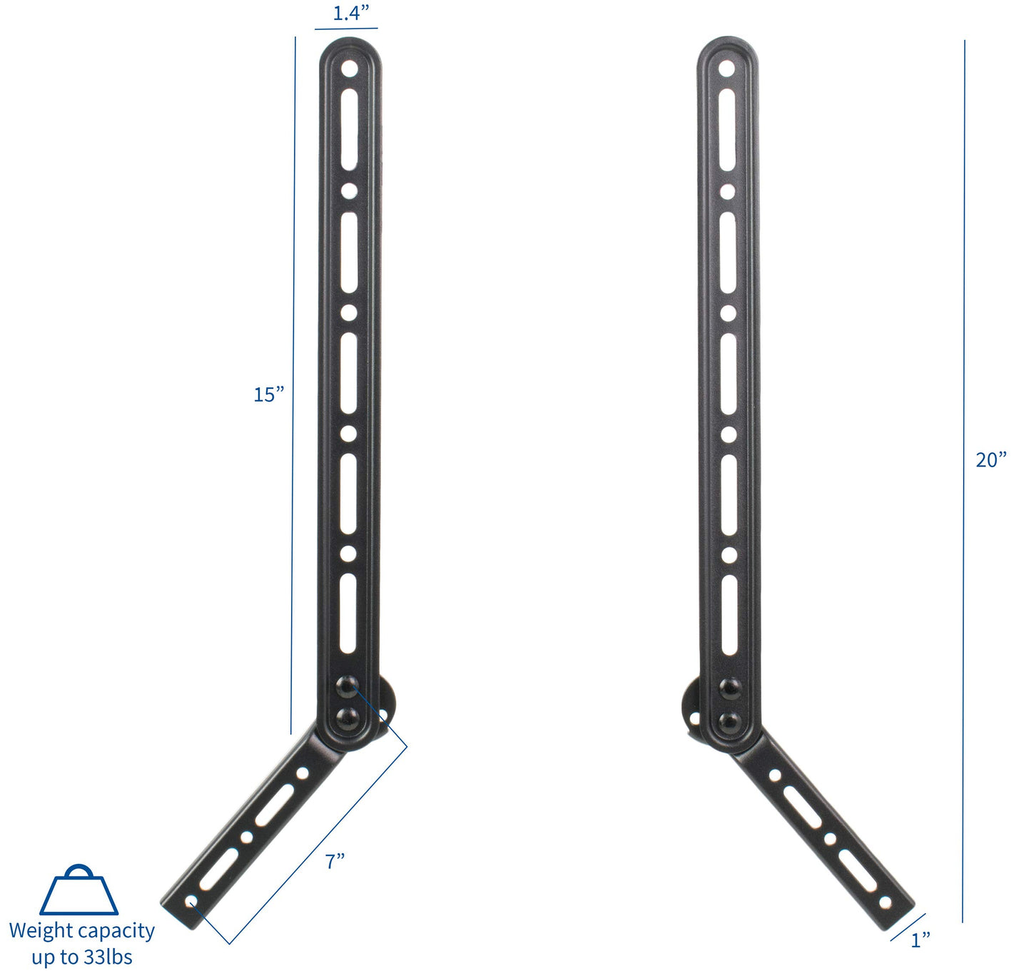 VIVO Universal Sound Bar Steel Bracket Speaker Mount Above or Below Wall Mounted TV, Fits Behind 23 to 65 inches Screens, 33 lbs. Capacity