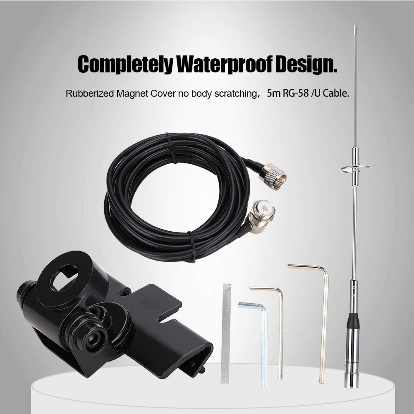 NL-770S Dual Band Antenna Set, 144/430Mhz UHF/VHF 5m RG-58 /U Cable with PL-259/SO-239/UHF Female/Male Connector Car Radio Antenne Mobile/Station