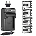 Kastar NB-2L Battery (4-Pack) and Charger Kit for Canon NB-2L NB-2LH NB-2L12 NB-2L14 NB-2L24 BP-2L5 BP-2LH and Canon EOS Digital Rebel XT Xti Cameras