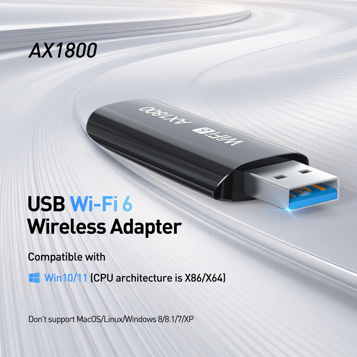 VF-Bivine AX1800 USB3.0 WiFi 6 Adapter for Desktop PC, The Wireless Network Transceiver Adapter for Desktop PC with 2.4G/5G Dual-Band, OFDMA, MU-MIMO