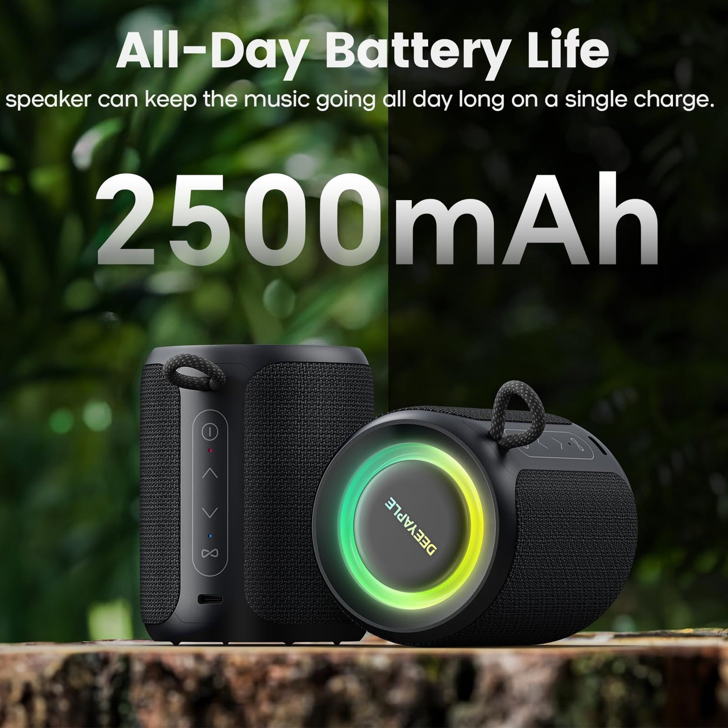 Bluetooth Speaker Wireless,IP67 Waterproof & Dustproof Portable Speaker with Lights,15W Loud Stereo Sound, 2500mAh Battery All Day Playtime, TWS