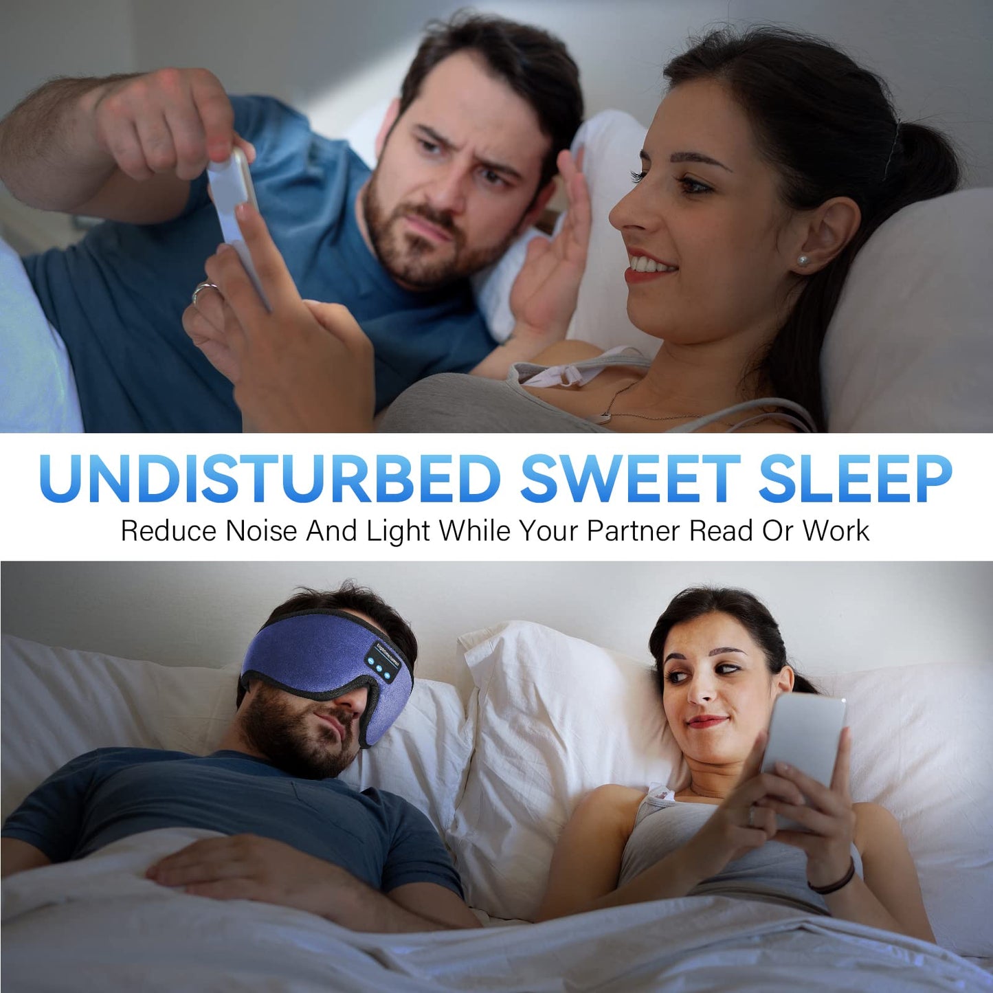 Sleep Headphones, 3D Bluetooth Sleep Mask, LIGHTIMETUNNEL Washable Sleeping Headphones with Ultra Thin Stereo Speakers Microphone Hands Free…
