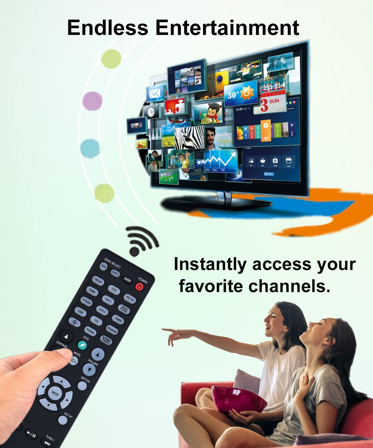 JISOWA Remote Control Replacement for Denon AVR-S960H RC-1257 AVR-X2100W RC-1226 AVR-X1800H AVR-X2600H DRA-900H AVR-S930H RC-1239 AVR-X1400H Home
