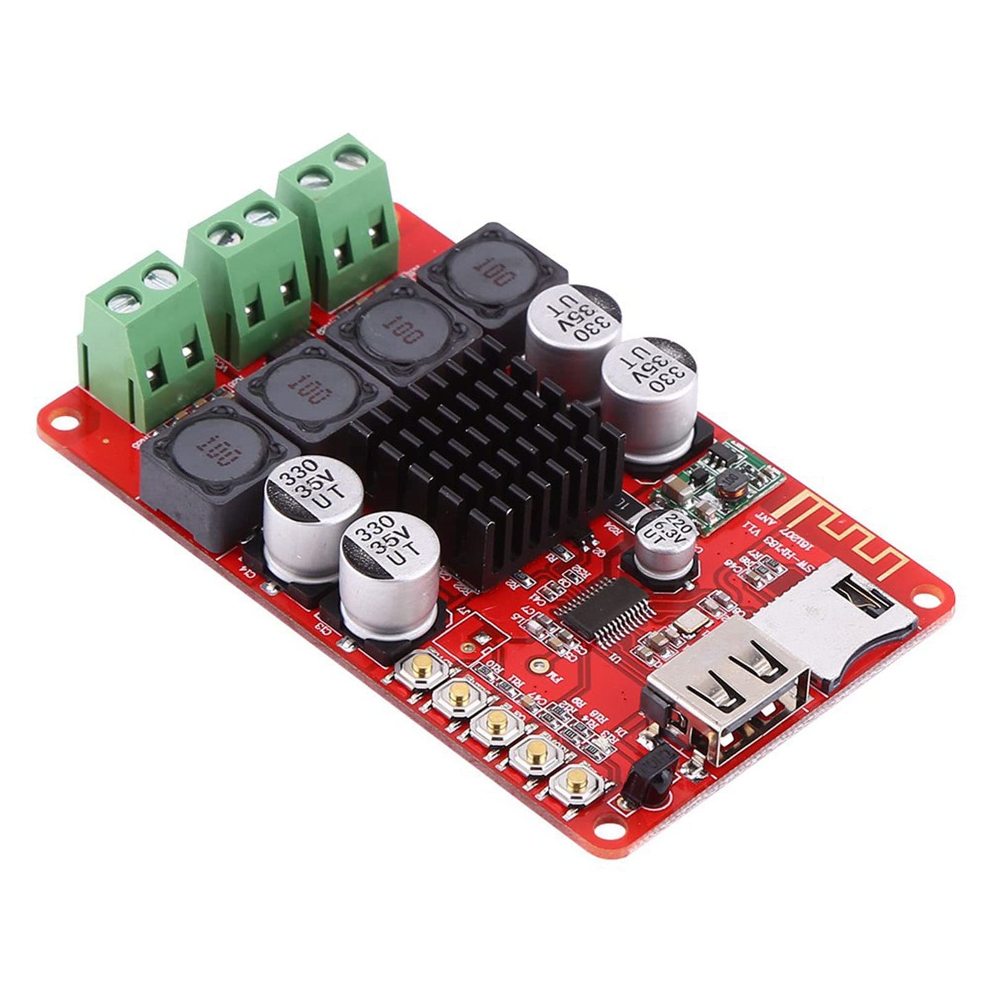 Audio Power Bluetooth Amplifier Board 50W+50W DC 8-26V Portable Stereo Audio Receiver Amplifier TF Card Decoder with Remote Control WAV MP3 WMA
