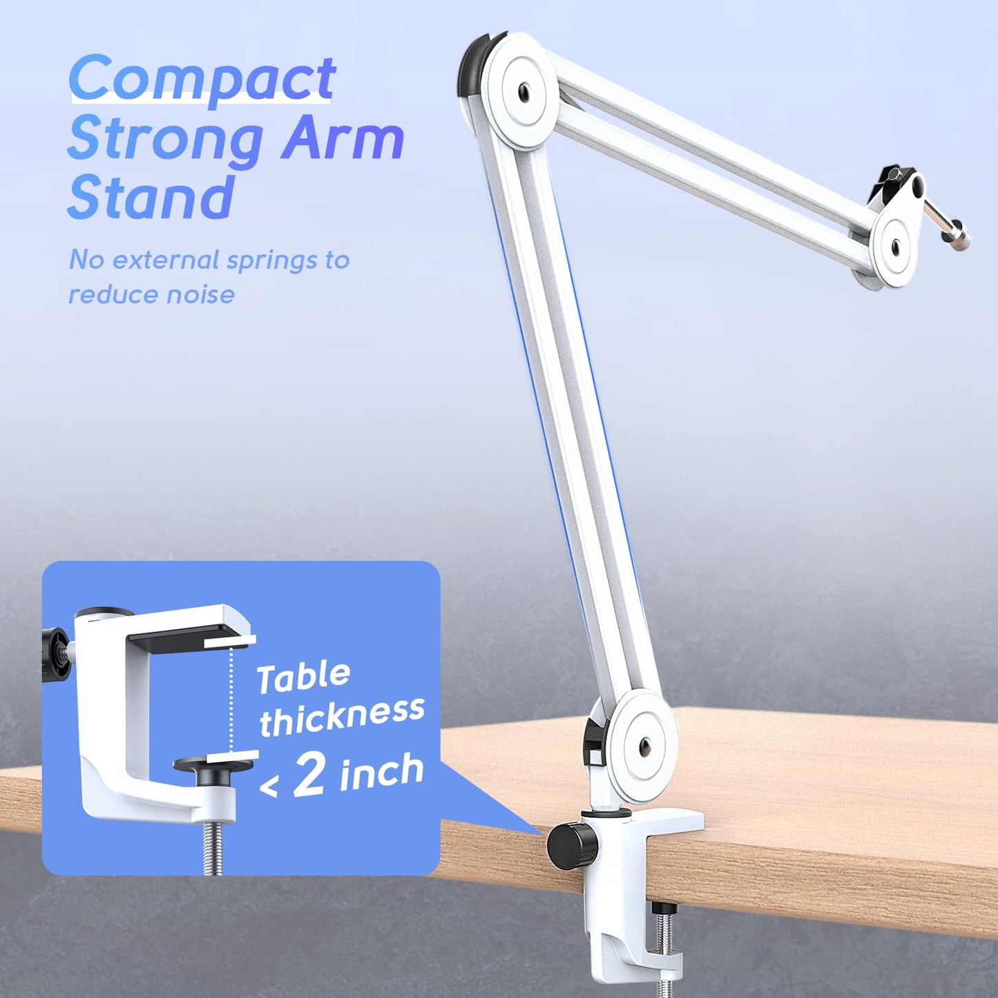 FIFINE Microphone Boom Arm Stand, Metal Heavy Duty Mic Stand, Scissor Suspension Adjustable Boom Arm for Podcast Recording Streaming Gaming, with Desk