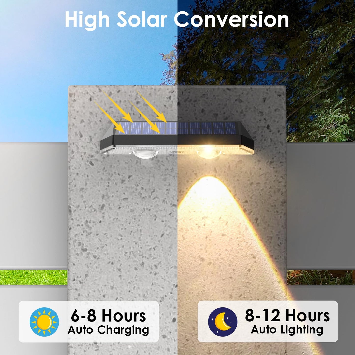 Solar Fence Lights Outdoor - 2700/4000/6000K 3 Mode, 8 Pack Solar Fence Lights Outdoor Waterproof LED, Fence Light Solar Powered for Outside