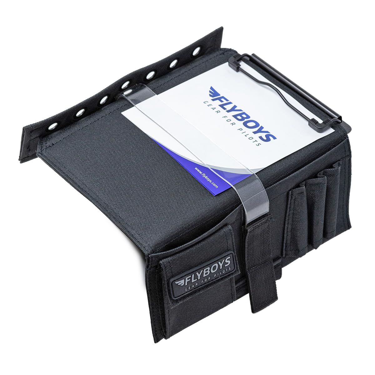 FlyBoys Classic Aviation Kneeboard, Pilot Leg Strap, Flex Clipboard, Black