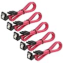 JacobsParts SATA Cable 5 Pack SATA III 6Gbps 90 Degree Right Angle with Locking Latch 18 Inches for HDD SSD - Red
